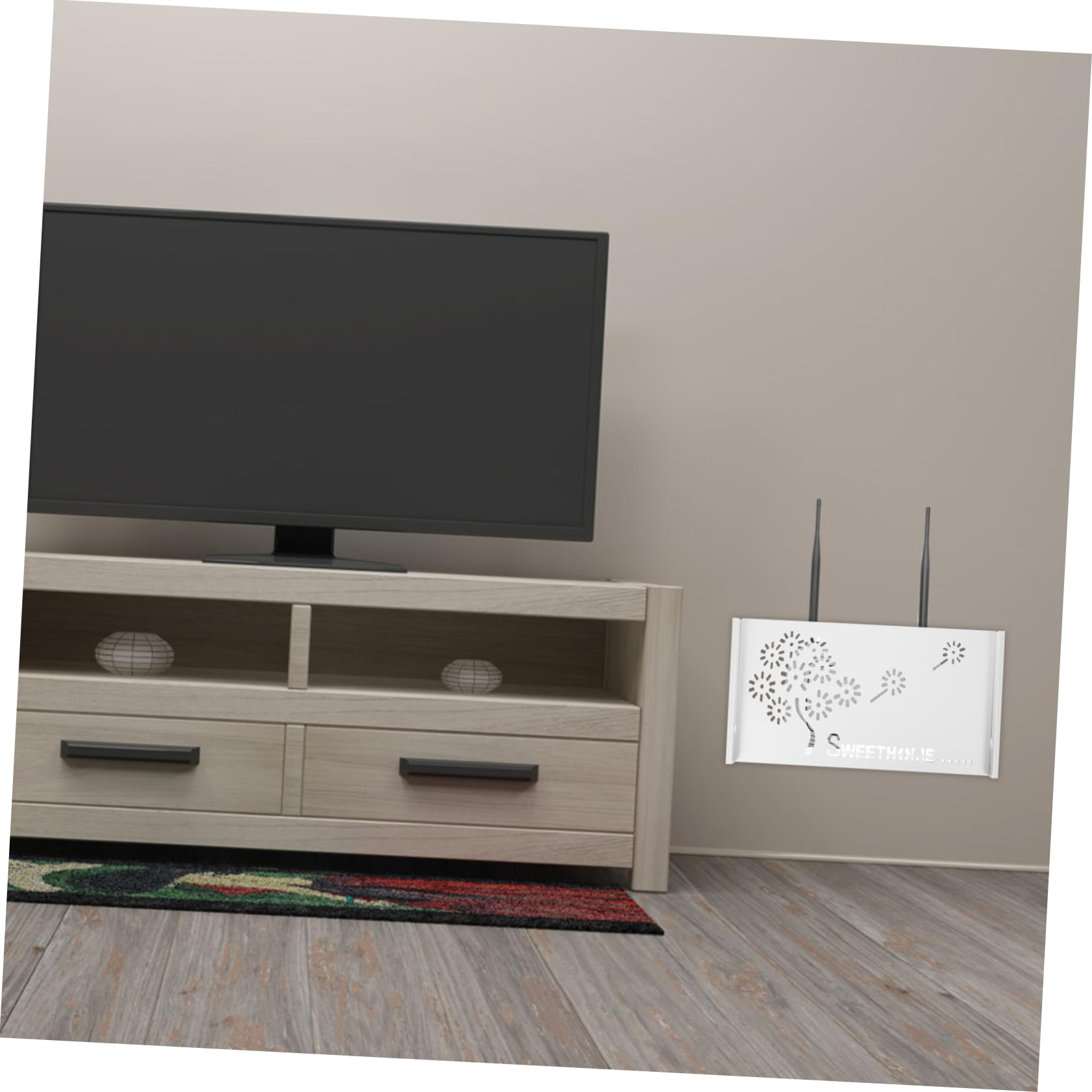Musisaly Punch Router Mount Box - White Storage Organizer for Routers | Perfect for Bedroom, Living Room & Office Organization