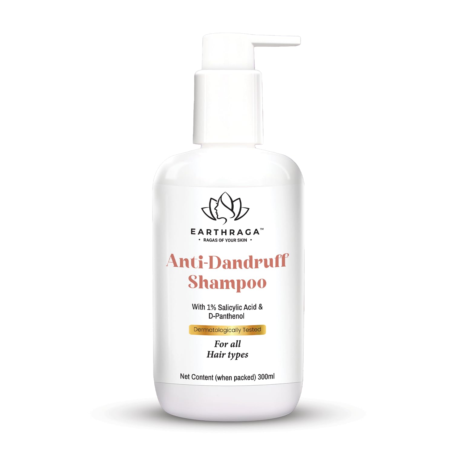 Earthraga Anti Dandruff Shampoo for Men & Women - Dandruff Treatment with D-Panthenol, Keratin & Natural Extracts - Promotes Hair Growth & Scalp Health - 300ml - Ideal for Daily Use & Sensitive Scalp Care