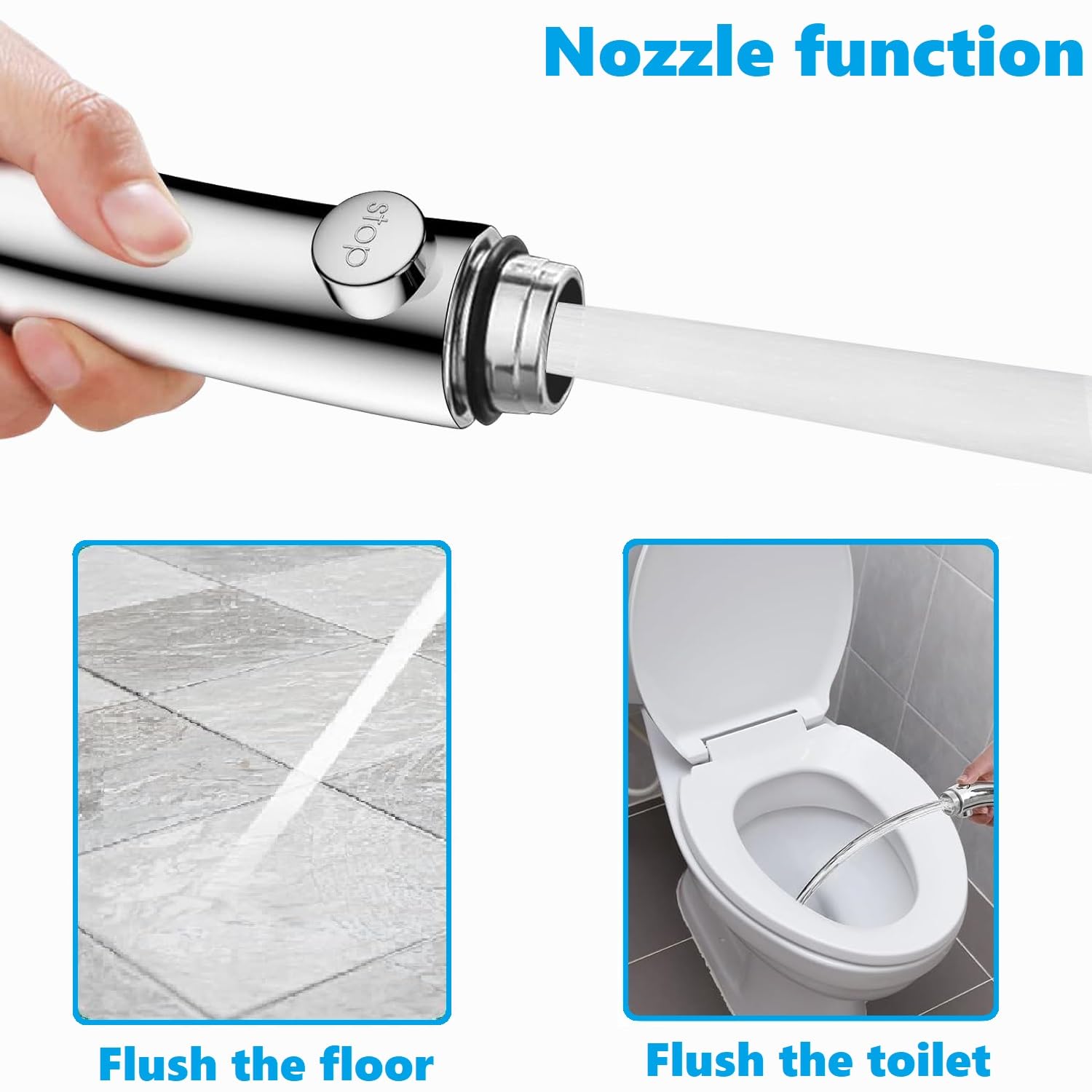 High Pressure Handheld Shower Head with ON/OFF Pause Switch - 3 Adjustable Spray Settings, G1/2 (0.8 inches) Interface - Perfect for Bathing Pets, Washing Hair & Rinsing Hard-to-Reach Areas