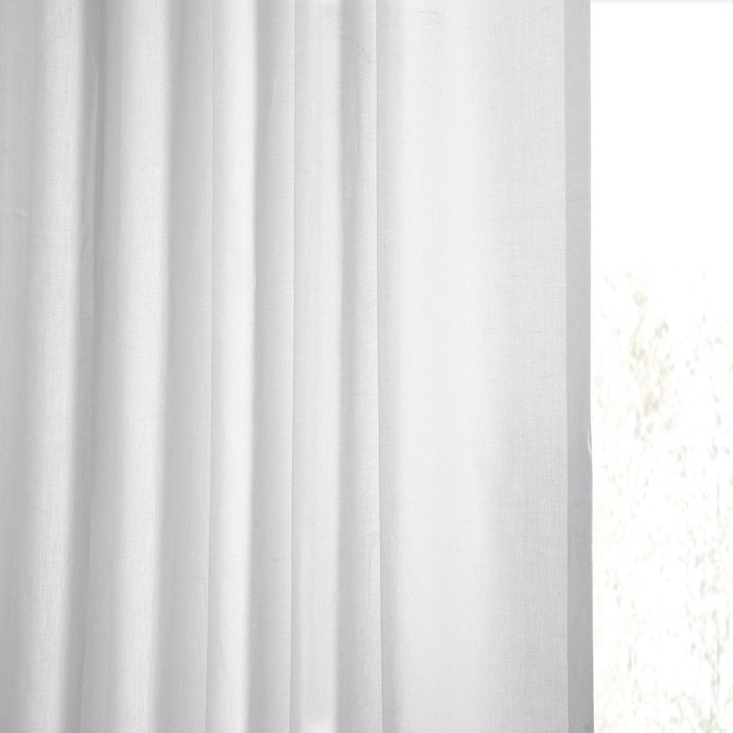 Luxury White French Linen Curtains for Living Room - Premium Blackout Drapes for Bedroom & Home Decor