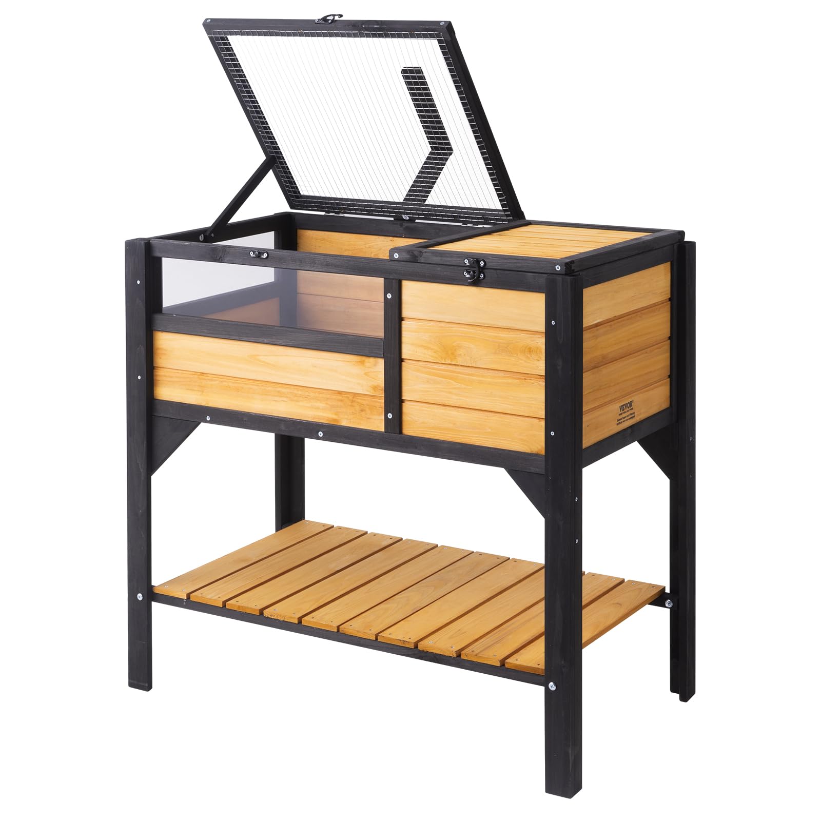 VEVOR Cedar Wooden Tortoise Habitat - Indoor & Outdoor Reptile Enclosure with Light Stand & Legs for Geckos, Lizards, Snakes | Durable Small Animal Cage for Pet Turtles & Tortoises - Perfect for Backyard Gardens, Terrariums & Reptile Shelters