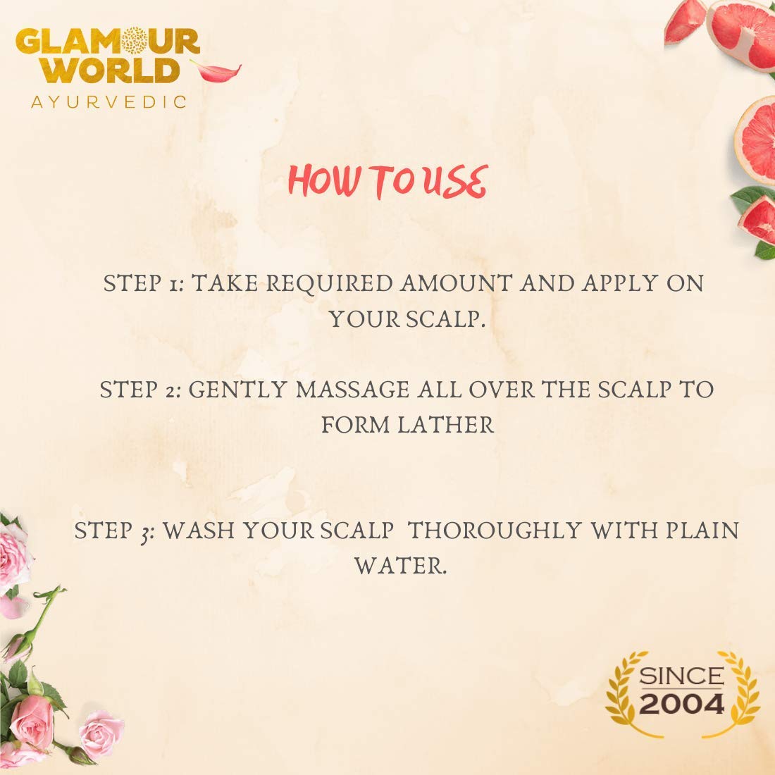 Glamour World Ayurvedic Glow Hair Shampoo for Dandruff Control - Natural Anti-Hair Fall Treatment with Reetha, Papaya & Hibiscus | Oily Scalp Solution | Jasmine Oil Enriched | Perfect for Daily Hair Care & Scalp Health Maintenance