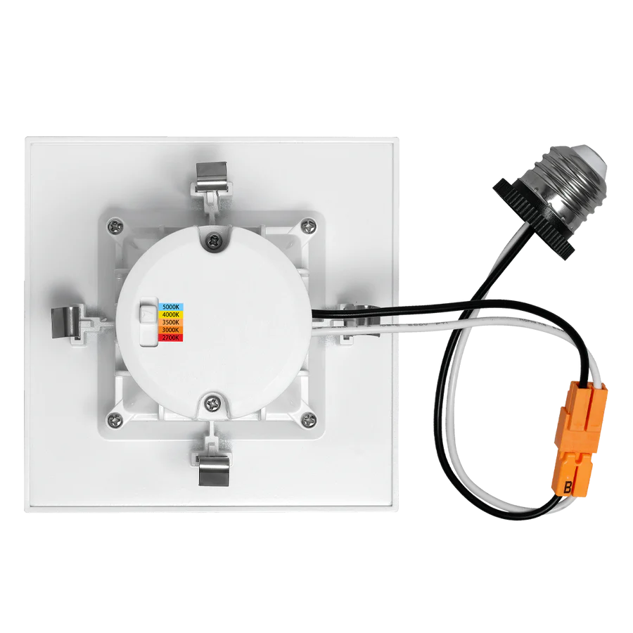 Luxrite LR23785 4-LED Square Downlight Retrofit Kit - 5 CCT Adjustable (2700K-5000K) - Smooth Trim - Energy Efficient Recessed Lighting for Kitchen, Bathroom & Living Room