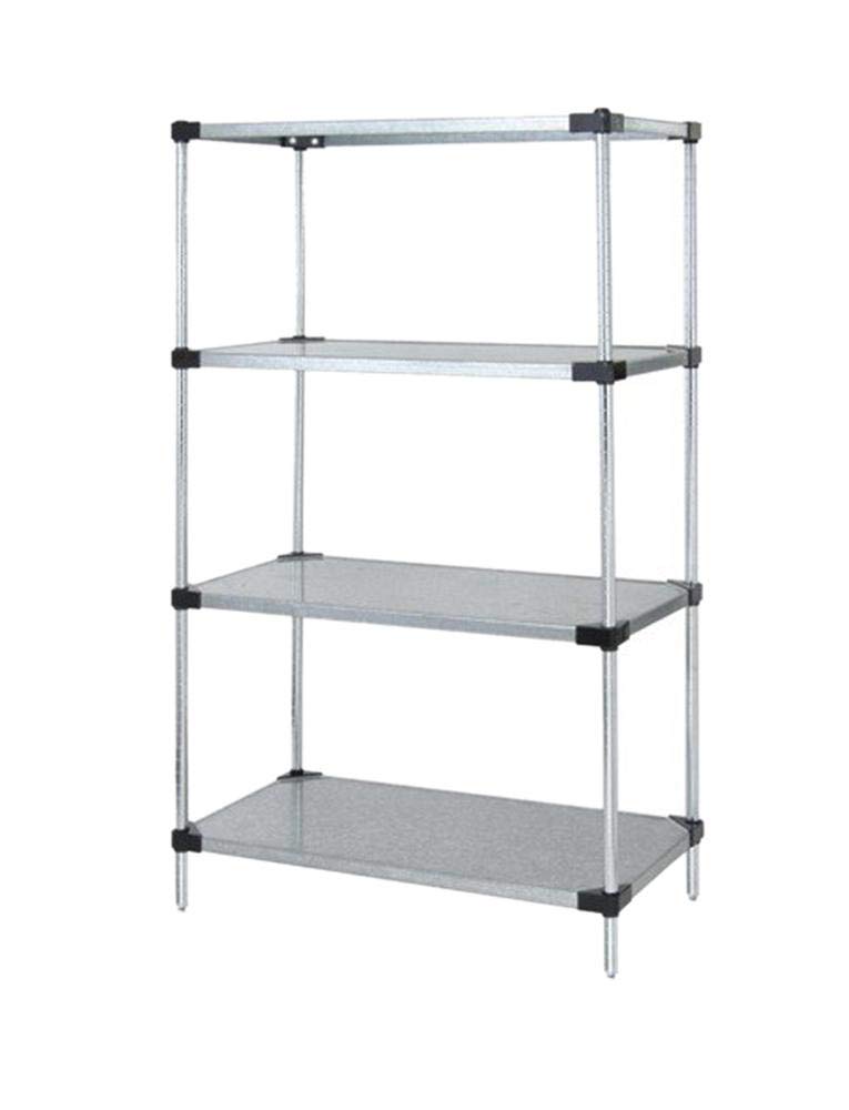 Quantum Solid 4-Tier Steel Shelving Unit - Heavy Duty Galvanized Storage Rack 24