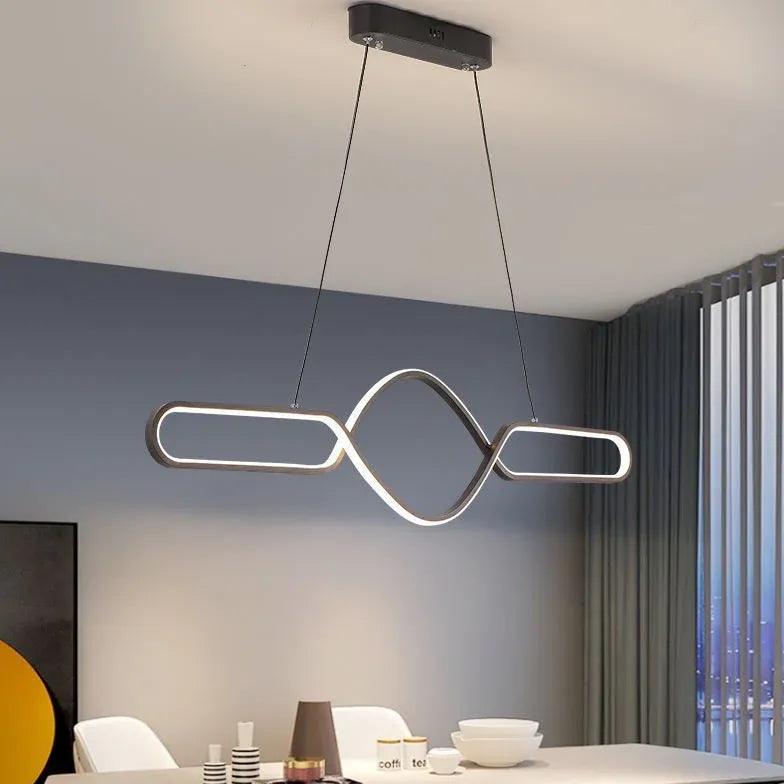 Modern Wave-Shaped LED Pendant Light - Sleek Streamlined Design for Kitchen Island, Dining Room & Bedroom Lighting