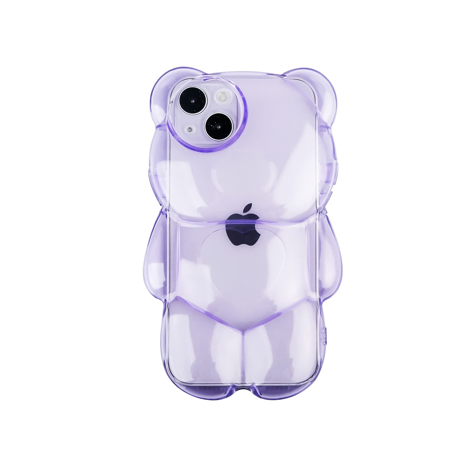 Cute 3D Clear Purple Bear Phone Case Compatible with iPhone 13 - Shockproof Kpop Cartoon Bear Case for Women & Girls | Perfect for Daily Use, Travel, and Kpop Fans Gift