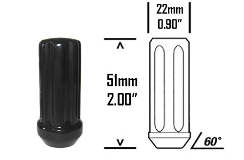 Venum 24pc Black Spline Lug Nuts 14x1.5 for Aftermarket Wheels - Fits Silverado & Sierra