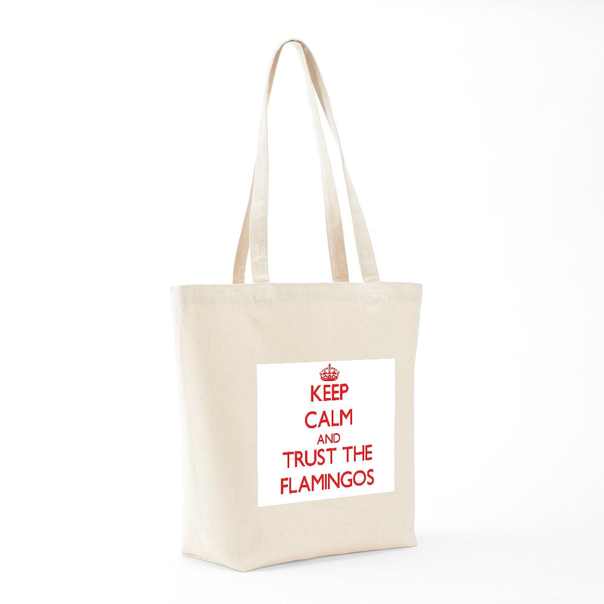 Keep Calm And Trust The Flamingos Tote Bag - Natural Canvas Reusable Shopping Bag for Groceries, Beach & Everyday Use