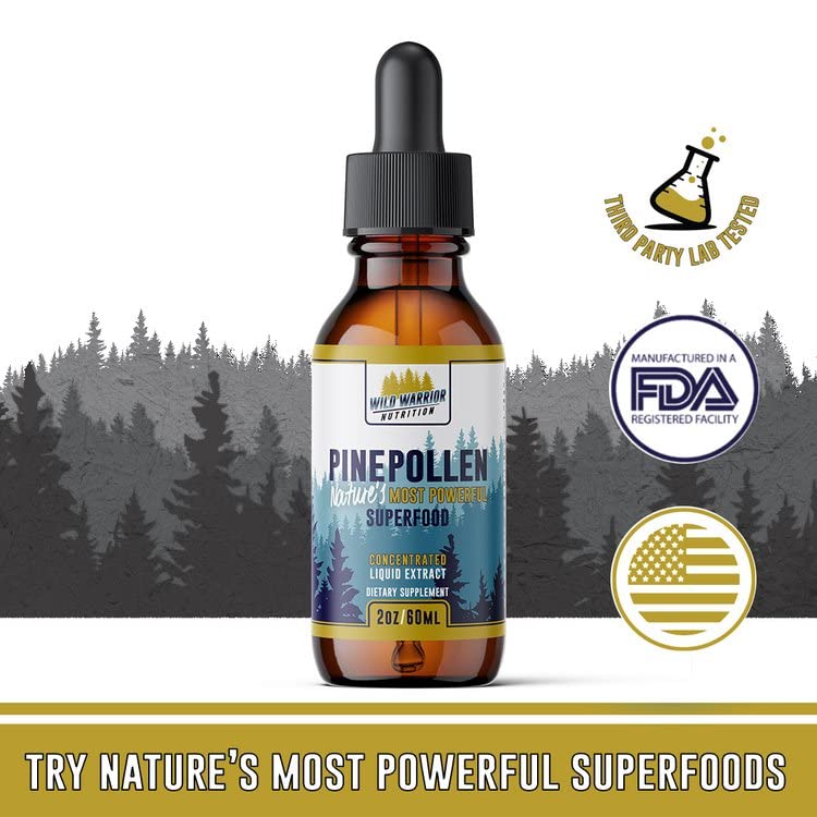 Pine Pollen Tincture 1000mg Liquid Extract (2 fl oz) - Vegan, Gluten Free, Non-GMO Superfood Supplement with Vitamins & Minerals | Boost Energy, Support Immunity & Enhance Wellness - Perfect for Daily Health Routine & Active Lifestyle