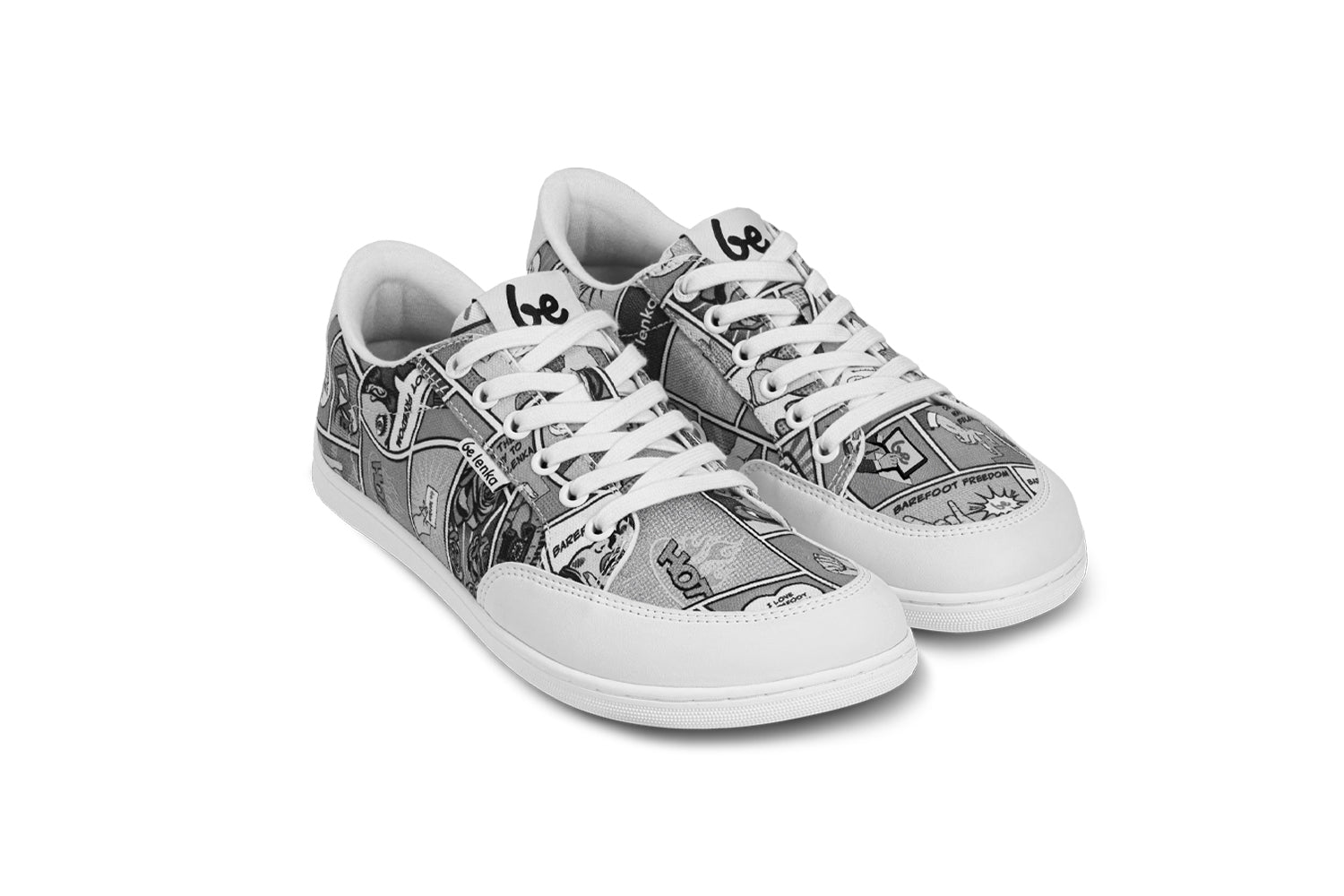 Barefoot Sneakers for Women & Men | Be Lenka Rebound Comics Black & White | Minimalist Running Shoes for Gym, Walking & Everyday Comfort