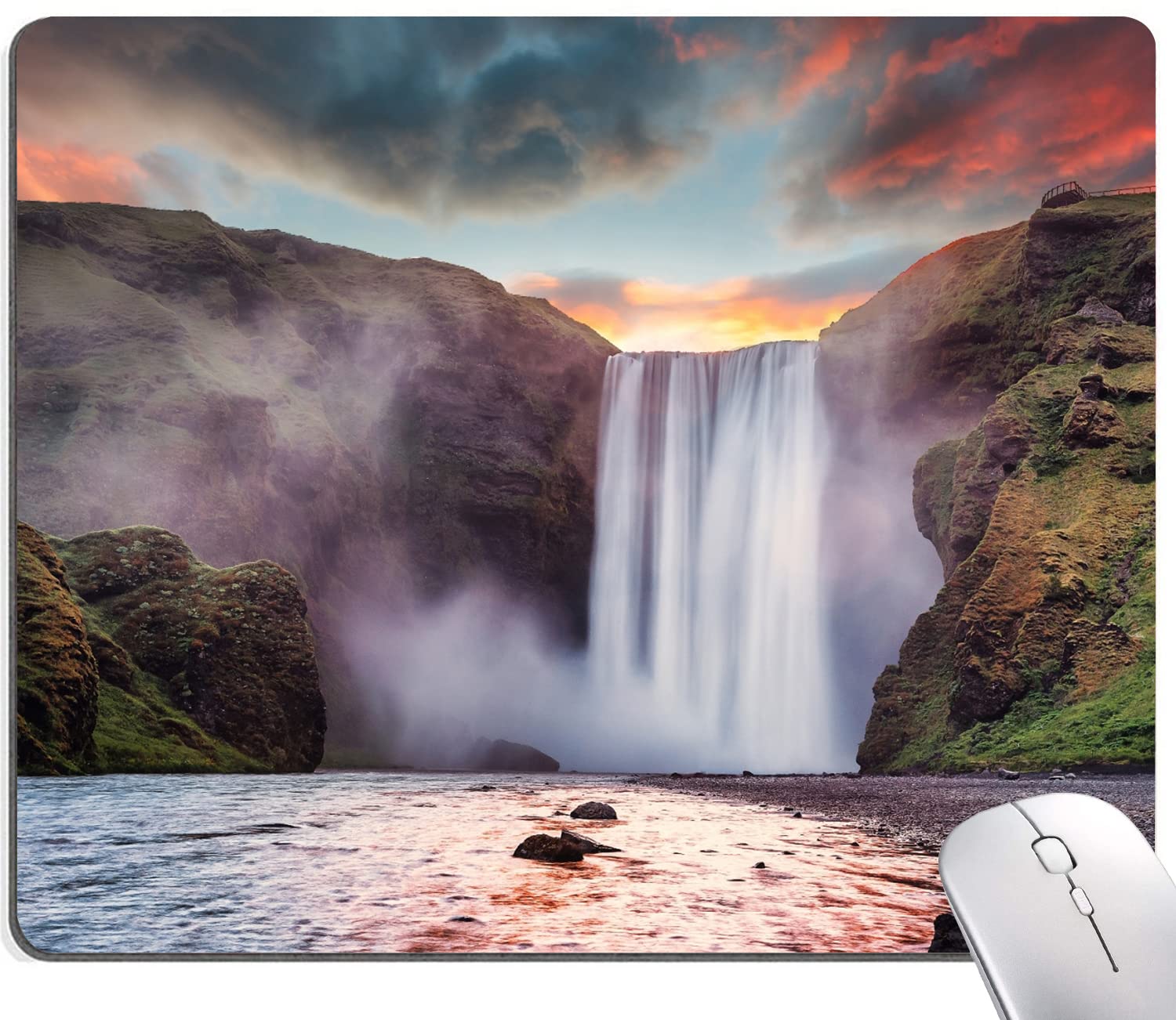 Hokafenle Waterfall Mouse Pad - Non-Slip Rubber Base Square Desk Mat for Office & Laptop - Perfect for Gaming, Work & Home Use
