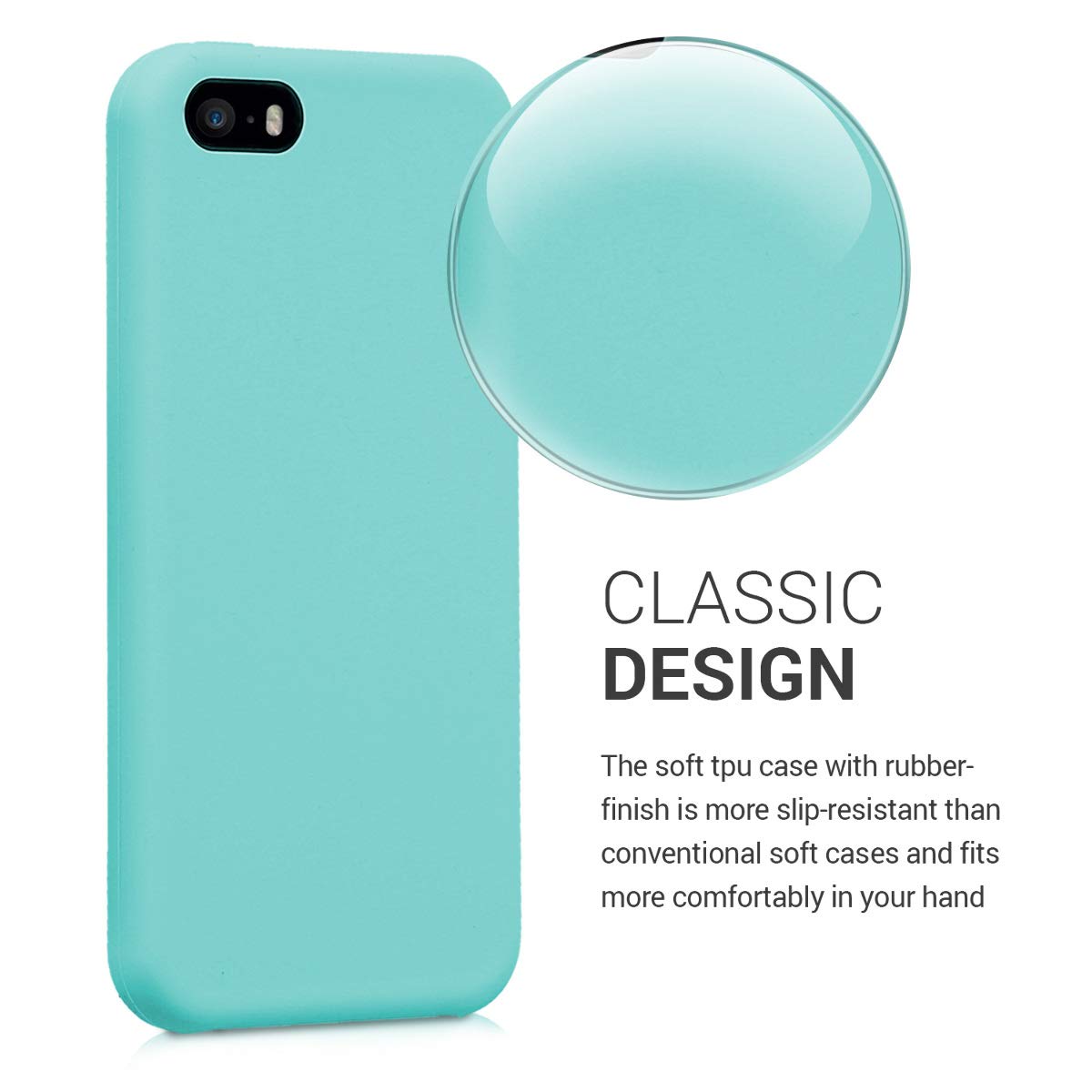 kwmobile Soft TPU Silicone Protective Phone Case for Apple iPhone SE (1st Gen 2016), iPhone 5, iPhone 5S - Ice Mint Color | Slim Fit, Shockproof Cover for Everyday Use & Outdoor Activities