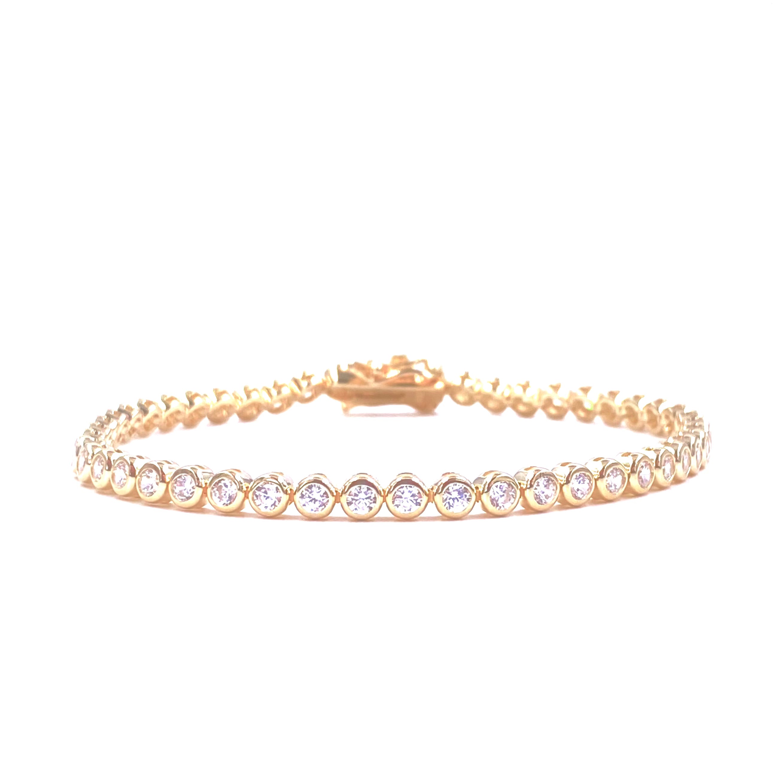 Ashley Gold Sterling Silver 5.00CTW Bezel Set Tennis Bracelet for Women - Elegant Cubic Zirconia CZ Jewelry for Weddings, Parties & Special Occasions
