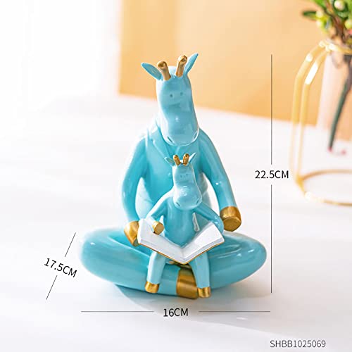 TOMYEUS Resin Deer & Cow Figurine Statue - Handcrafted Modern Home Decor for Living Room, Office Desk, Shelf Display | Unique Gift Idea for Housewarming, Birthday, Christmas | Family Cows Design