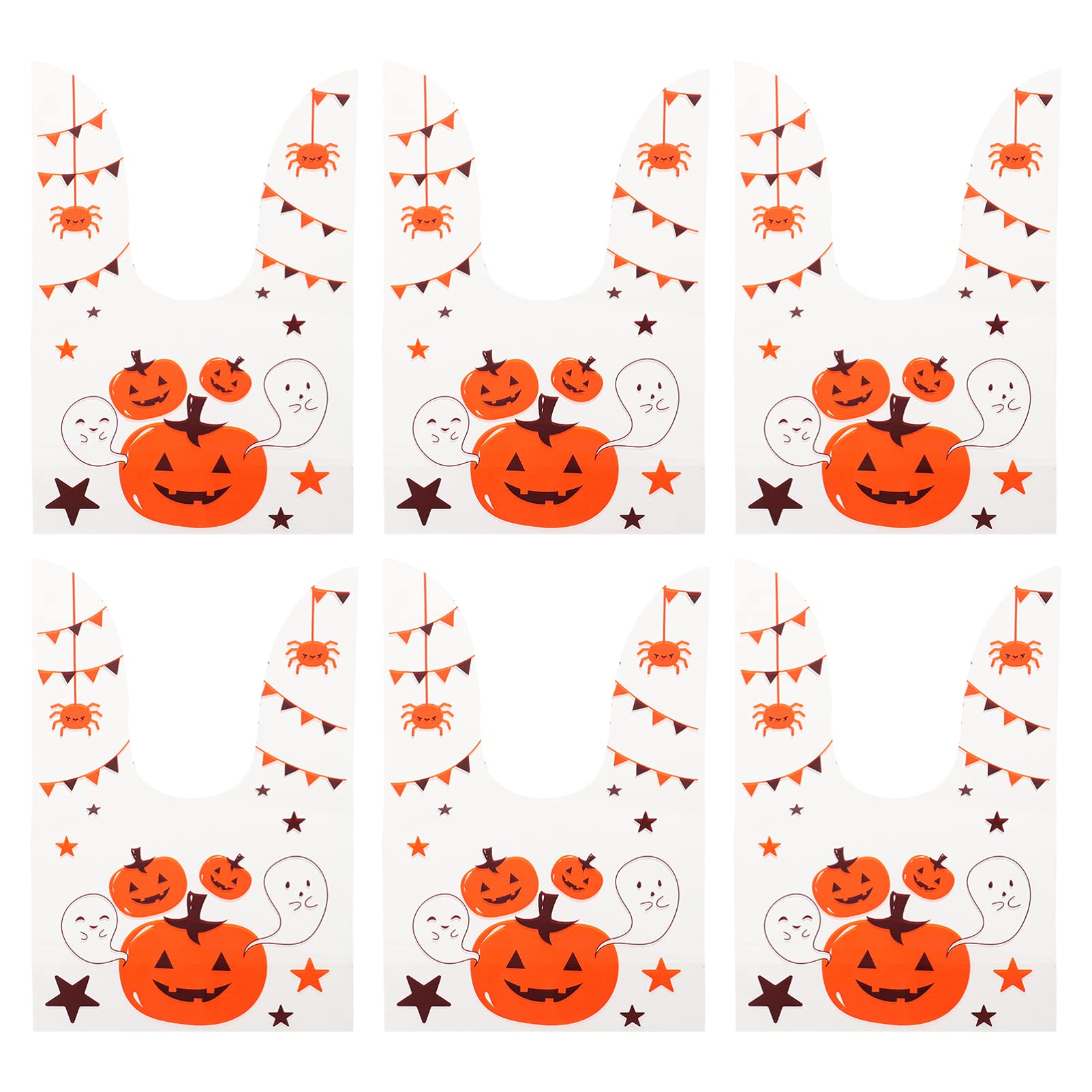 50pcs Halloween Candy Bags - Orange Pumpkin Goodie Bags for Trick or Treat, Party Favors, Snacks & Cookies | Perfect for Halloween Parties, School Events & Neighborhood Treats