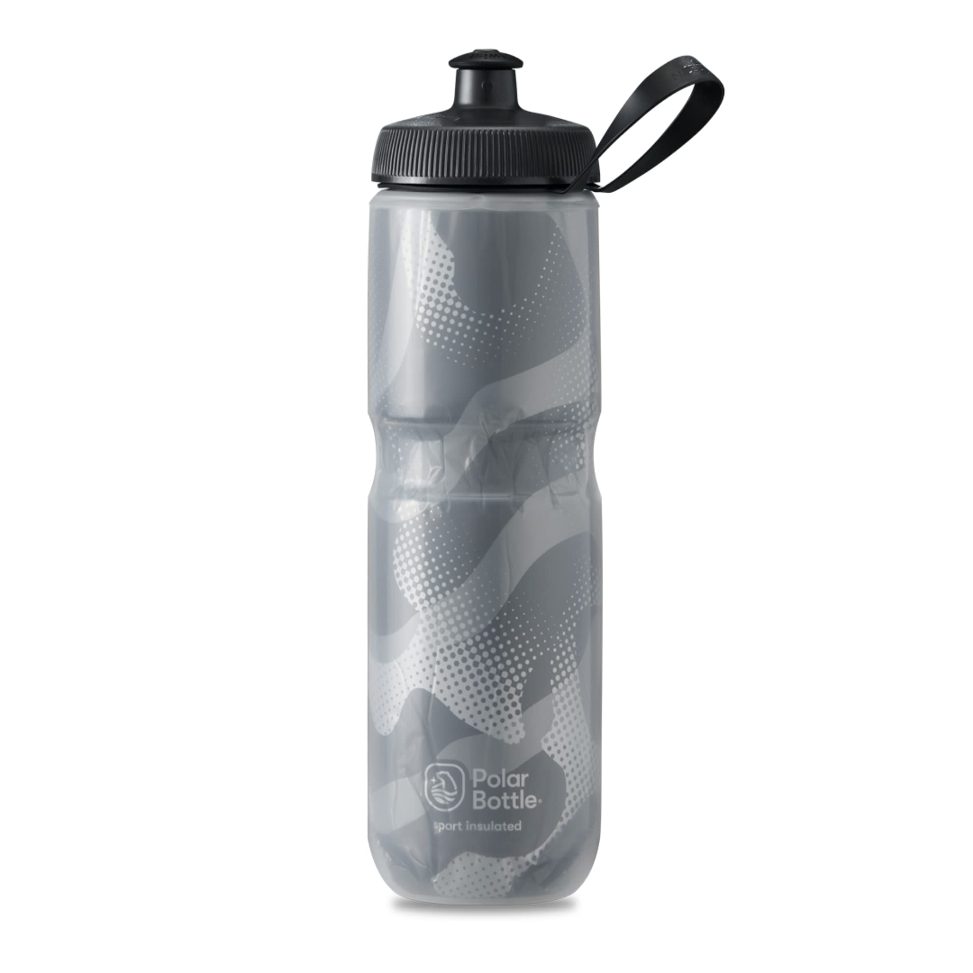 Polar Bottle Sport Insulated Water Bottle - BPA-Free, 24oz Leakproof Squeeze Bottle with Handle for Cycling, Running, Hiking & Outdoor Activities (Contender - Charcoal & Silver)