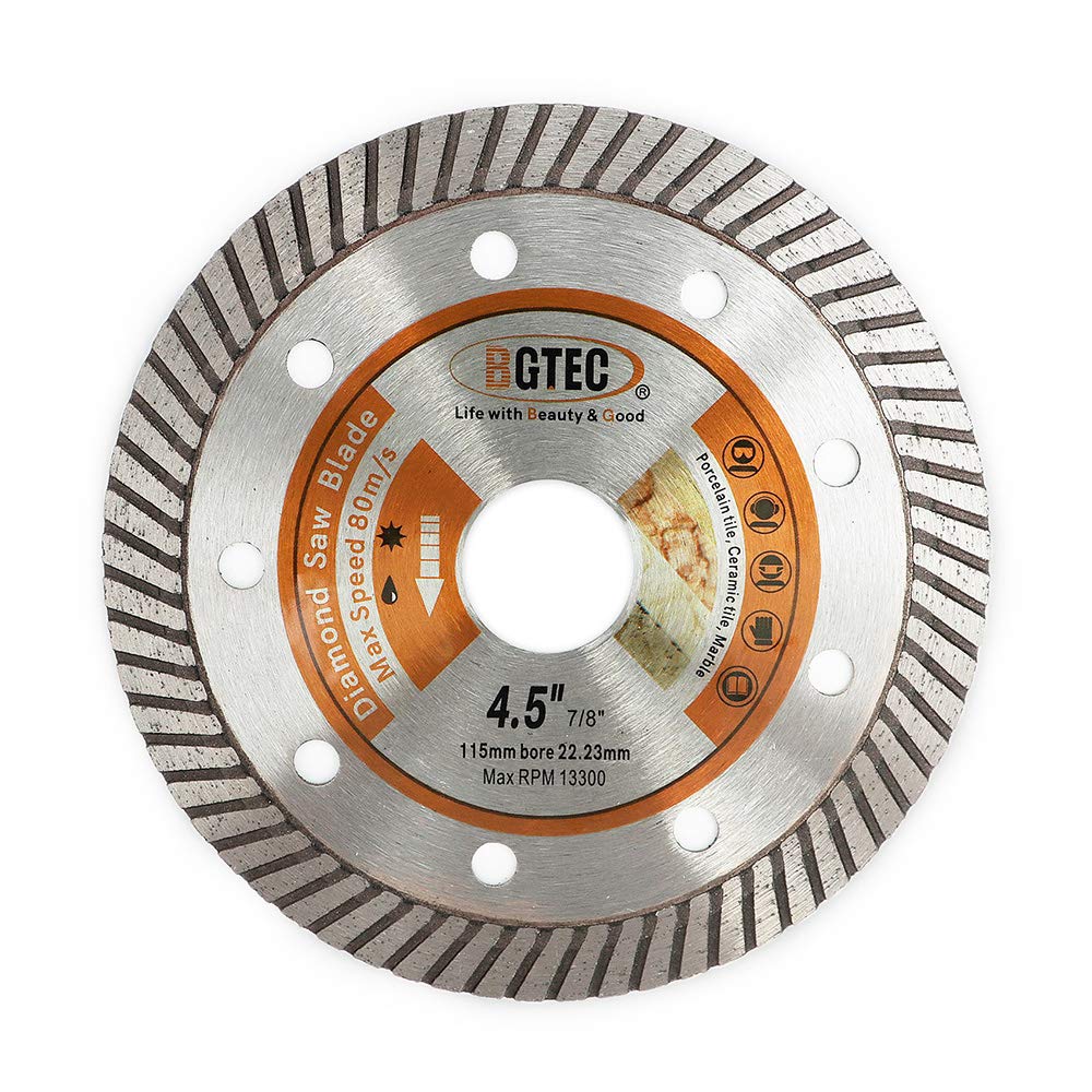 BGTEC 4.5 Inch Diamond Tile Blade - Premium Porcelain, Ceramic, Granite, Marble Cutting Disc with 7/8