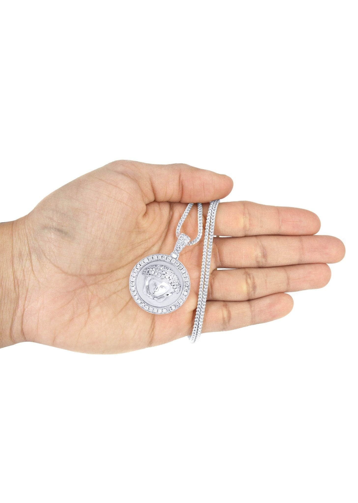 14K White Gold Medusa Diamond Pendant Necklace - 1.5 Carat Genuine Diamond Jewelry for Women, Perfect for Anniversary Gifts & Special Occasions
