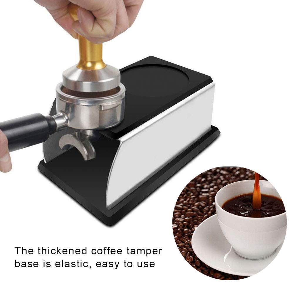 Premium Black Stainless Steel Coffee Tamper Stand - Heavy Duty Espresso Tamping Base Holder for Baristas & Home Brewing - Perfect for Coffee Shops, Kitchens & Professional Barista Stations