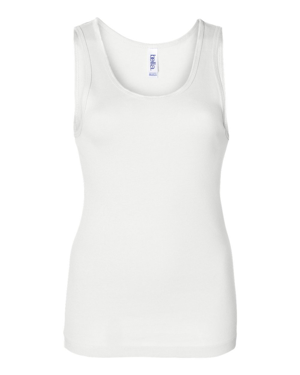 Bella Women's 1x1 Rib Knit Tank Top - Soft Stretch White Camisole for Layering, Yoga & Summer Outfits