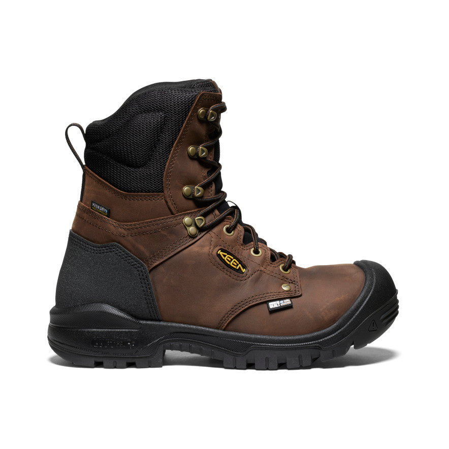 Men's Independence 8 Waterproof Work Boots (Soft Toe) - Dark Earth/Black - Durable Slip-Resistant Safety Shoes for Construction, Hiking & Outdoor Work