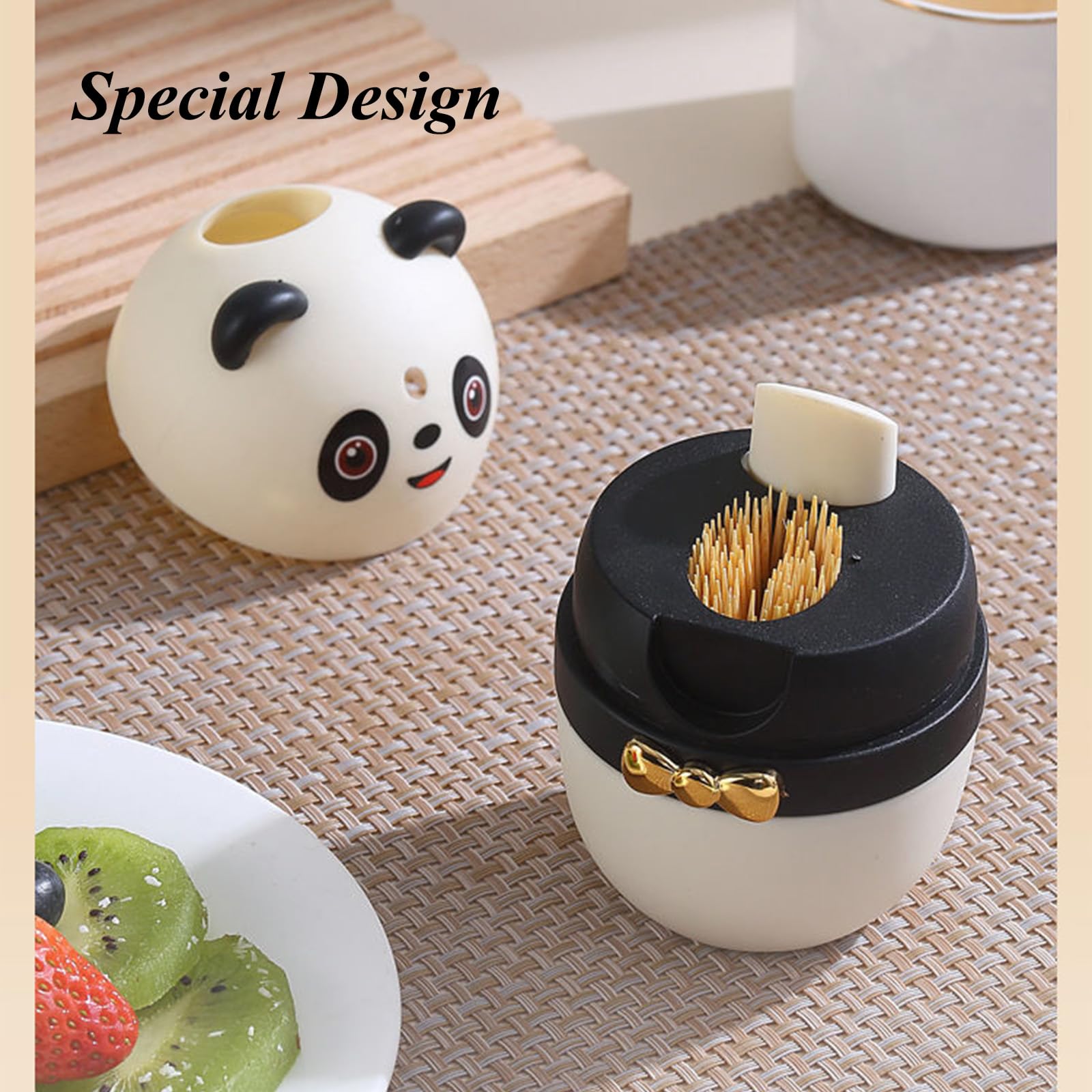 Automatic Cute Panda Toothpick Dispenser Holder - Thickened Novelty Toothpicks Container for Kitchen, Restaurant & Hotel Use - Sturdy Safe Portable Toothpick Storage Box - Perfect for Dining Tables, Parties, and Home Decor