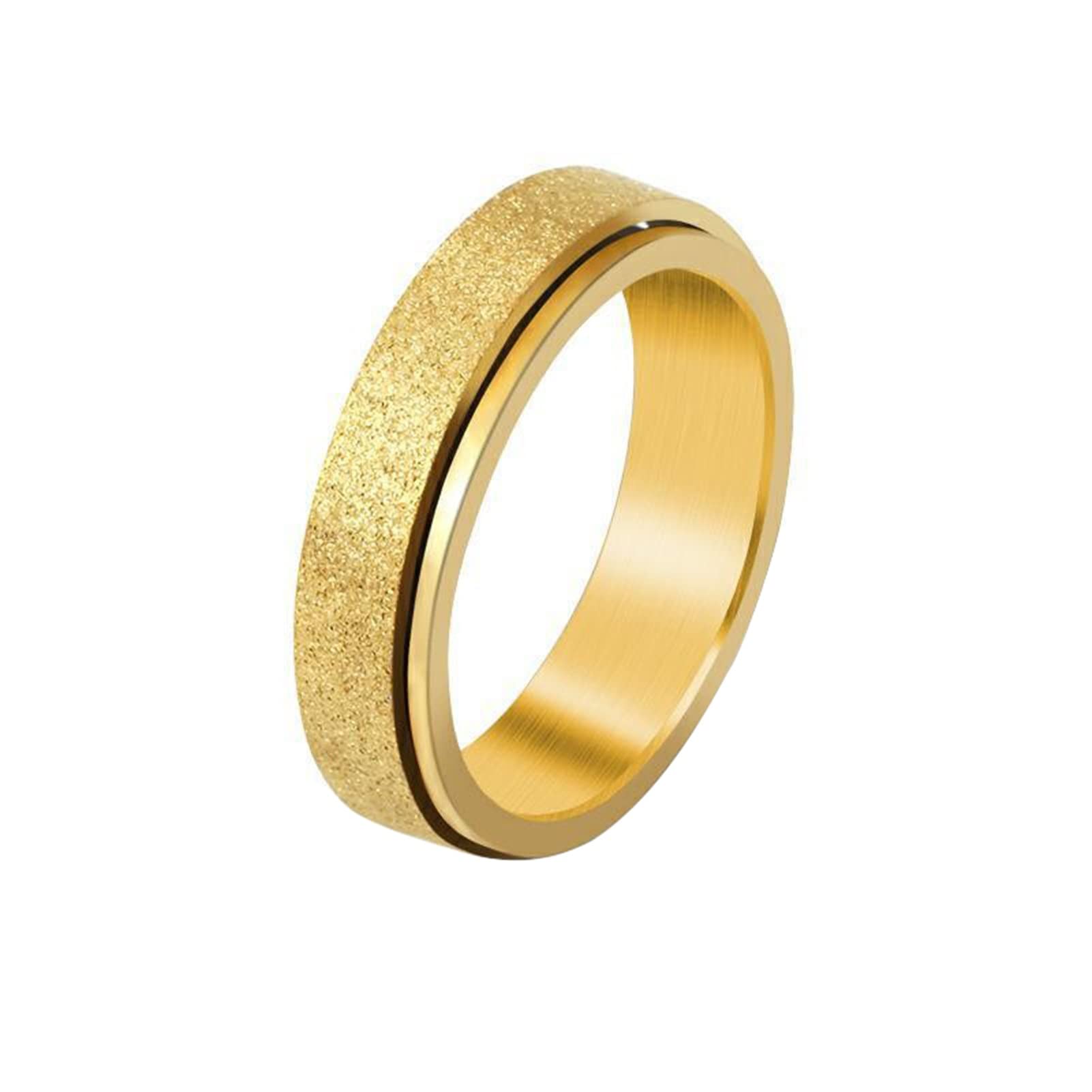 Bluelans Spinner Ring for Anxiety Relief - Stainless Steel Fidget Ring for Women & Men with Glitter Finish - Stress Relieving Jewelry in Black, Silver, Gold, Rose Gold & Rainbow Colors - Perfect for ADHD, Focus & Office Use