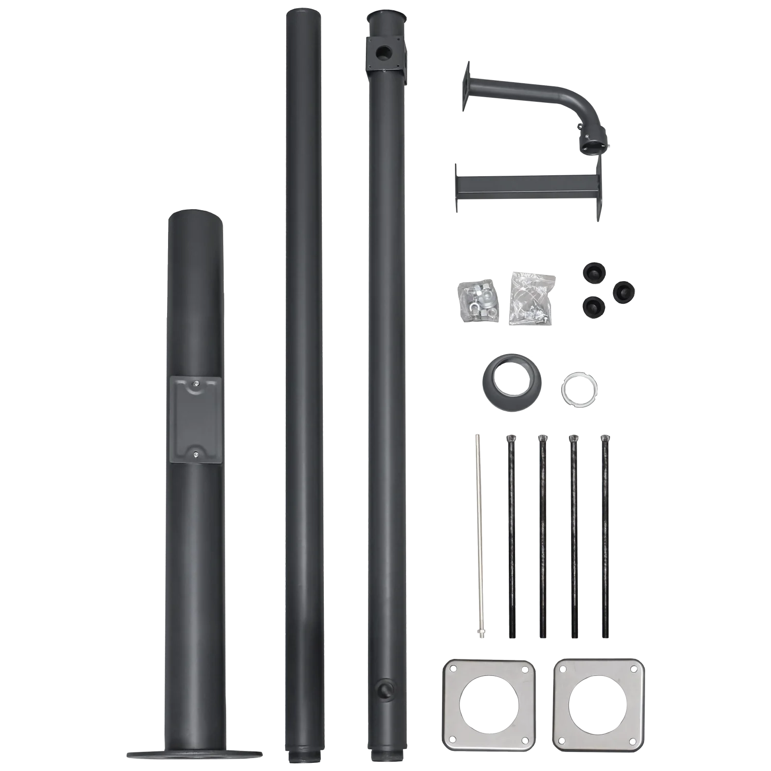 3.5m Dark Gray Camera Mast, Galvanized Steel Lightning Rod - Perfect for Outdoor Security Cameras, Surveillance Systems & Weather Monitoring