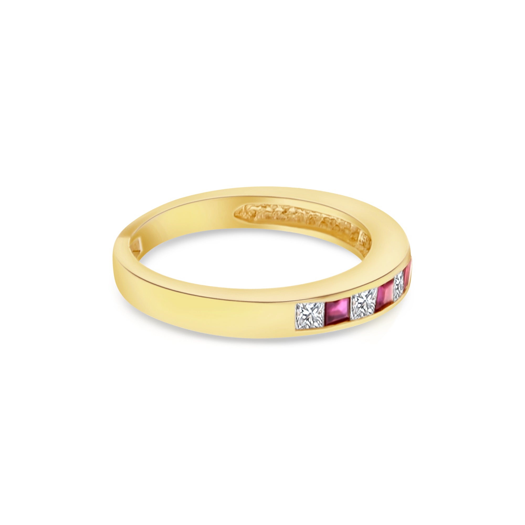 14K Yellow Gold Diamond & Ruby Wedding Band - 0.50cttw Elegant Bridal Ring for Women, Perfect for Anniversaries, Engagements & Special Occasions