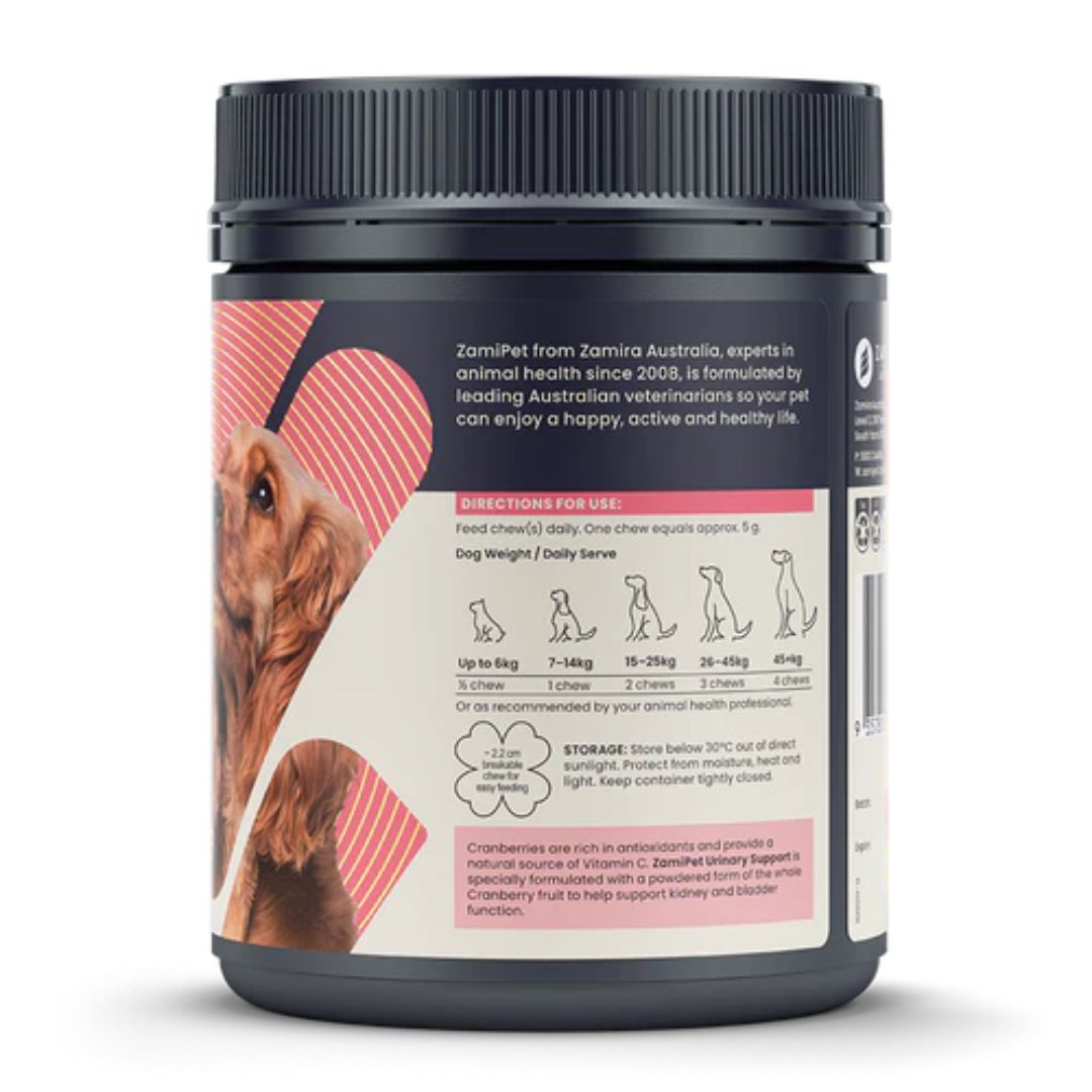 ZamiPet Urinary Support Chewable Dog Supplement - 300G (60 Chews) for Bladder & Kidney Health - Supports Urinary Tract Function for Dogs - Ideal for Senior Dogs & Pets with Urinary Issues