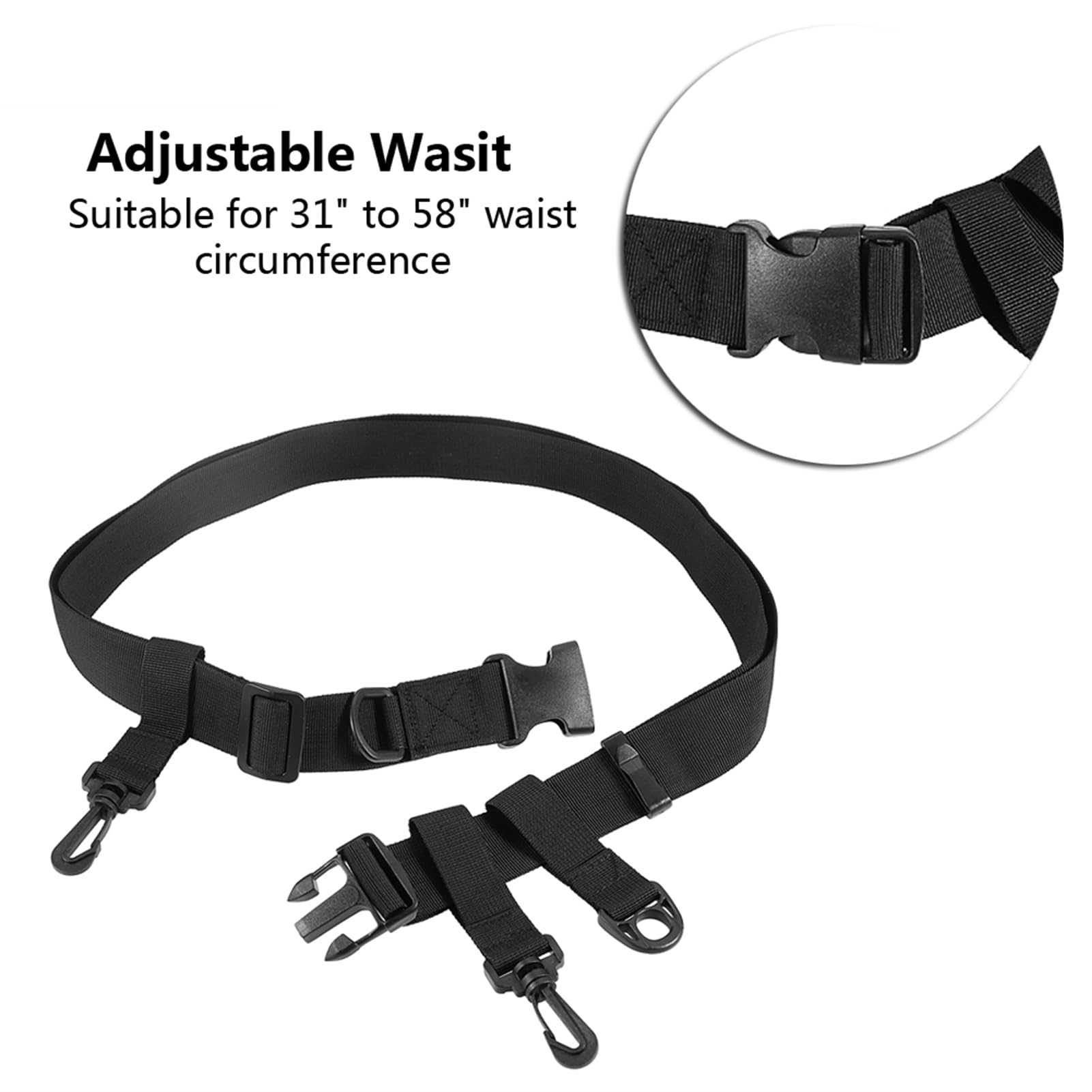 **Multi-Functional Fishing Wader Belt - Adjustable Nylon Waist (31-58 Inches) with Hanging Hooks for Surf Casting, Kayak & Fly Fishing - Perfect for Outdoor Fishing Gear Accessories**    *(Use Case: Ideal for surf fishing, kayak angling, fly fishing, and wading in rivers or lakes.)*