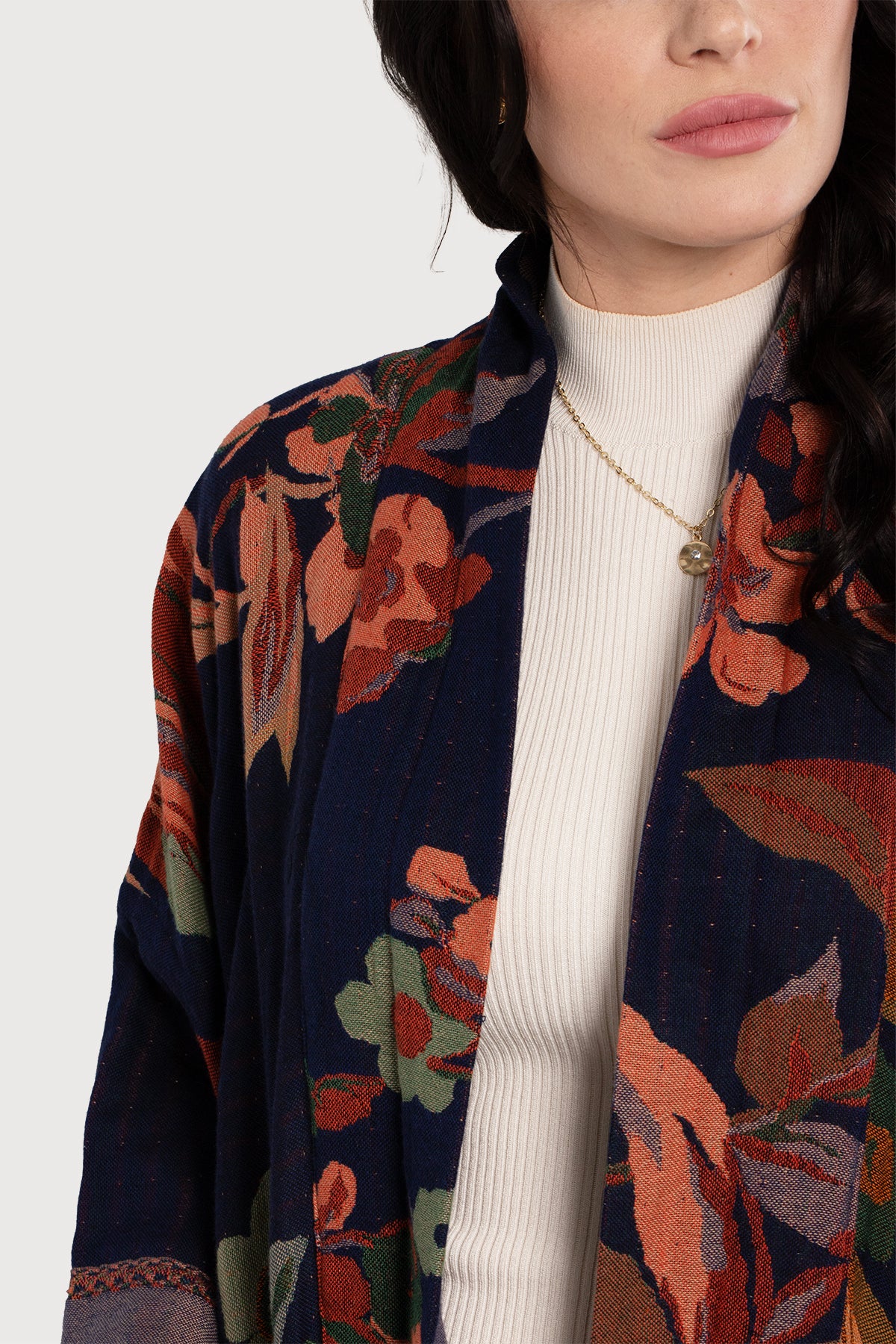 Floral Cotton Kimono Jacket for Women - Lightweight Fall Cardigan with Pockets - Perfect for Layering, Boho Outfits & Casual Wear