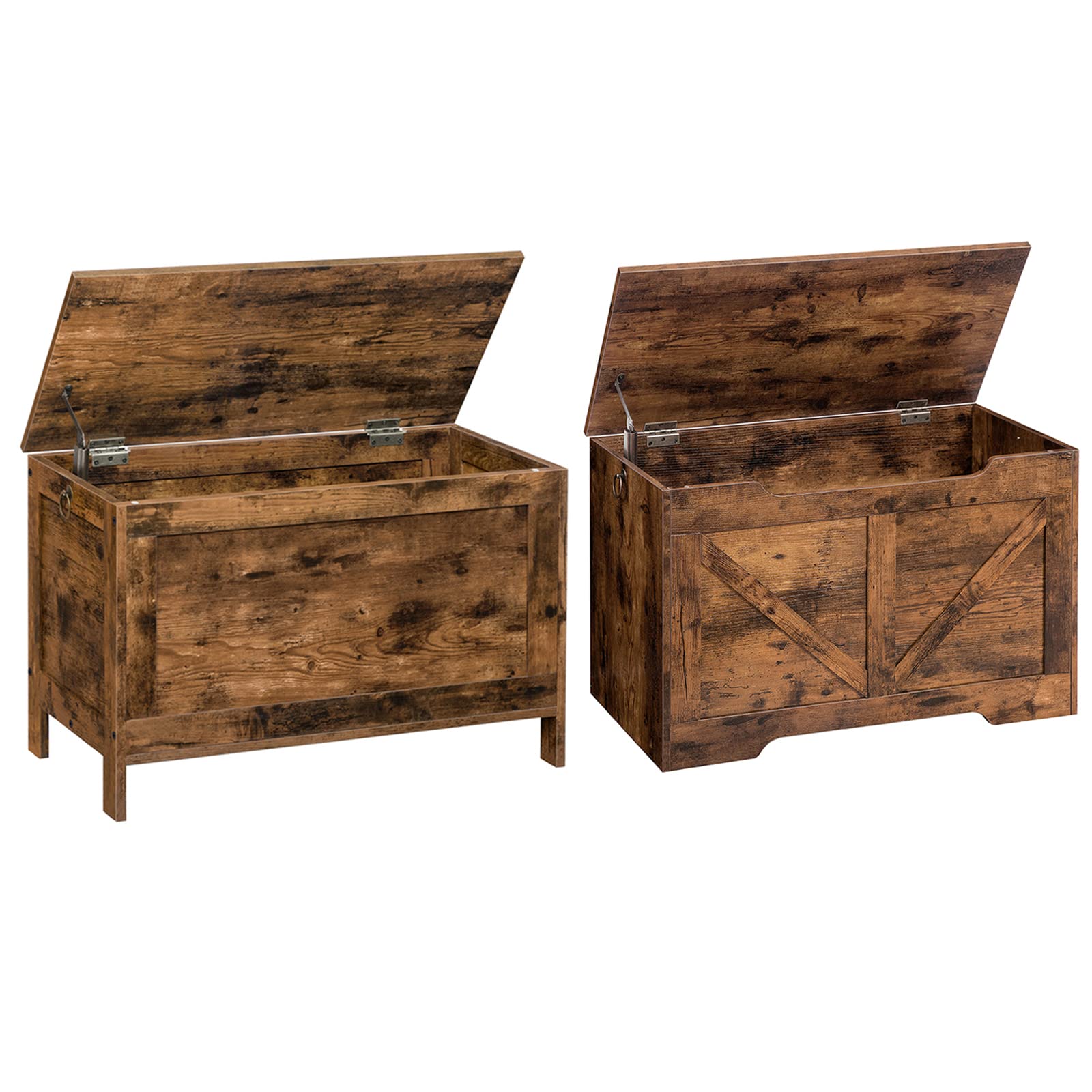 HOOBRO 29.9 x 15.7 x 18.9 Inches Rustic Brown Wooden Storage Chest - Retro Toy Box Organizer with Safety Hinge, Sturdy Toy Chest Supports 220 lb, Easy Assembly | Kids Room, Nursery, Living Room, Bedroom Storage Bench