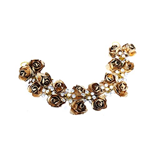 INAAYA Stylish Golden Gajra Hair Accessories for Women - Perfect for Weddings, Parties & Special Occasions