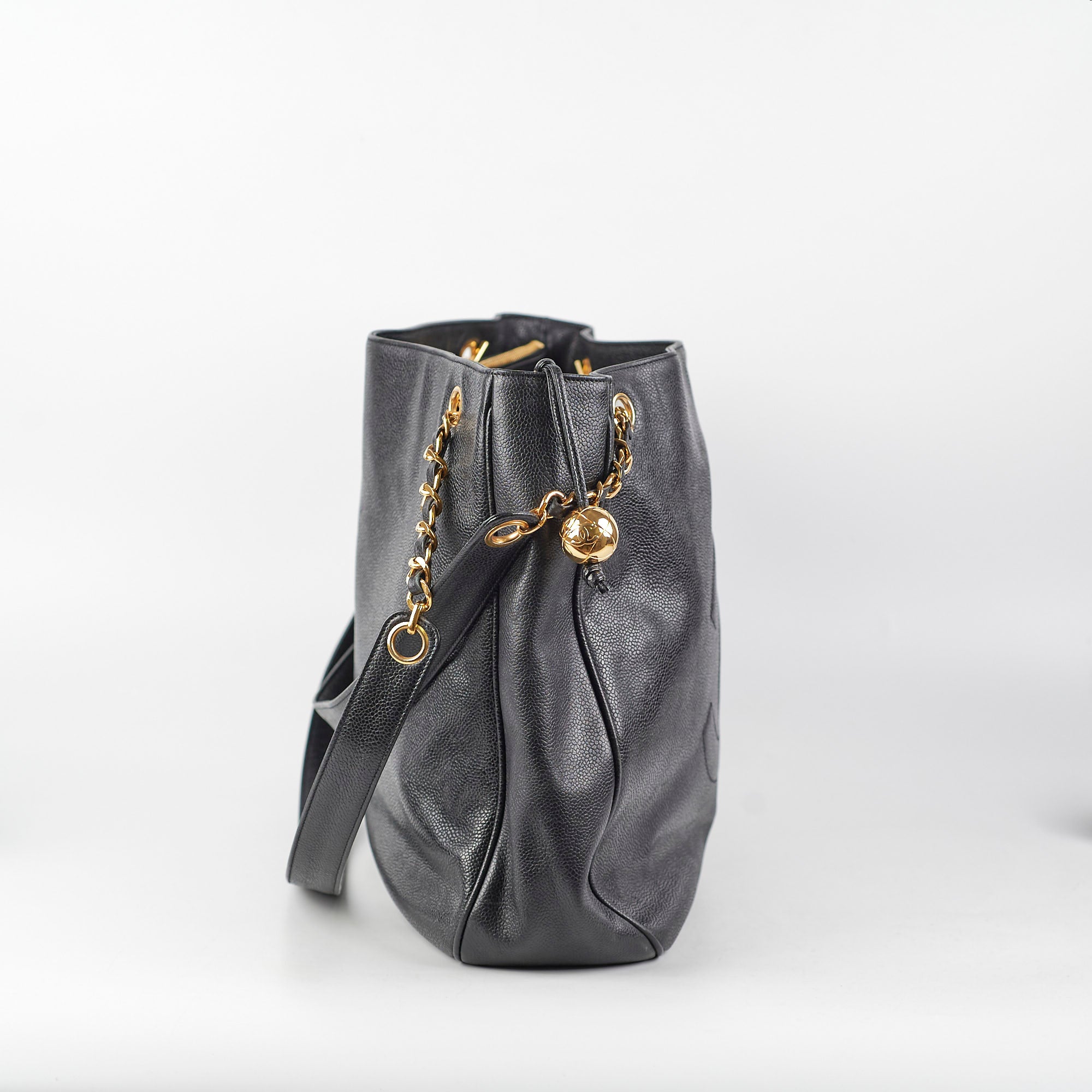 Chanel Caviar Leather Large Black Tote Bag for Women - Luxury Designer Handbag for Work, Travel & Everyday Use