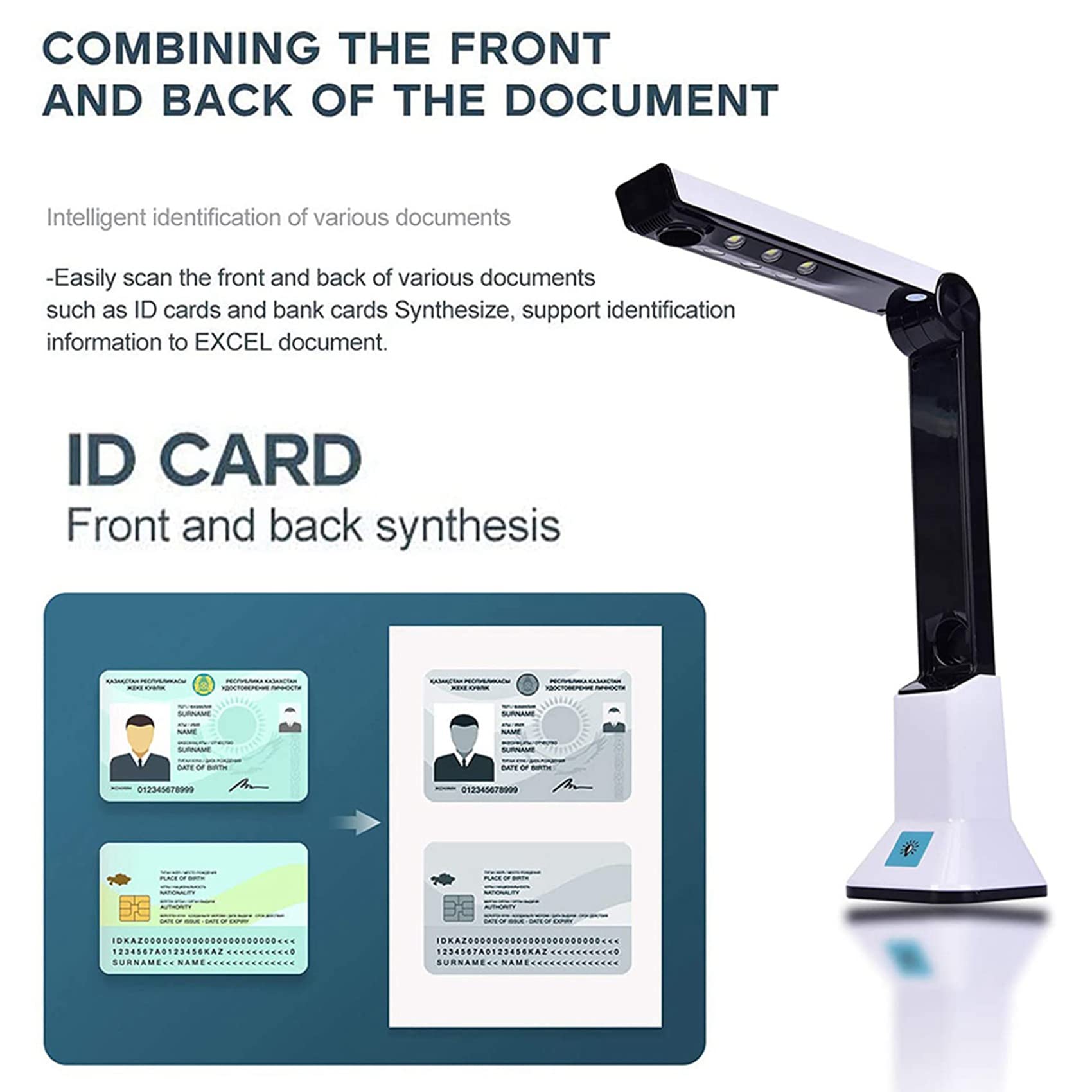 BRIUERG 2X USB Document Camera Scanner for Teachers - 8MP HD A4 Format Portable Webcam with Stand | Perfect for Online Teaching, Distance Learning & Classroom Presentations