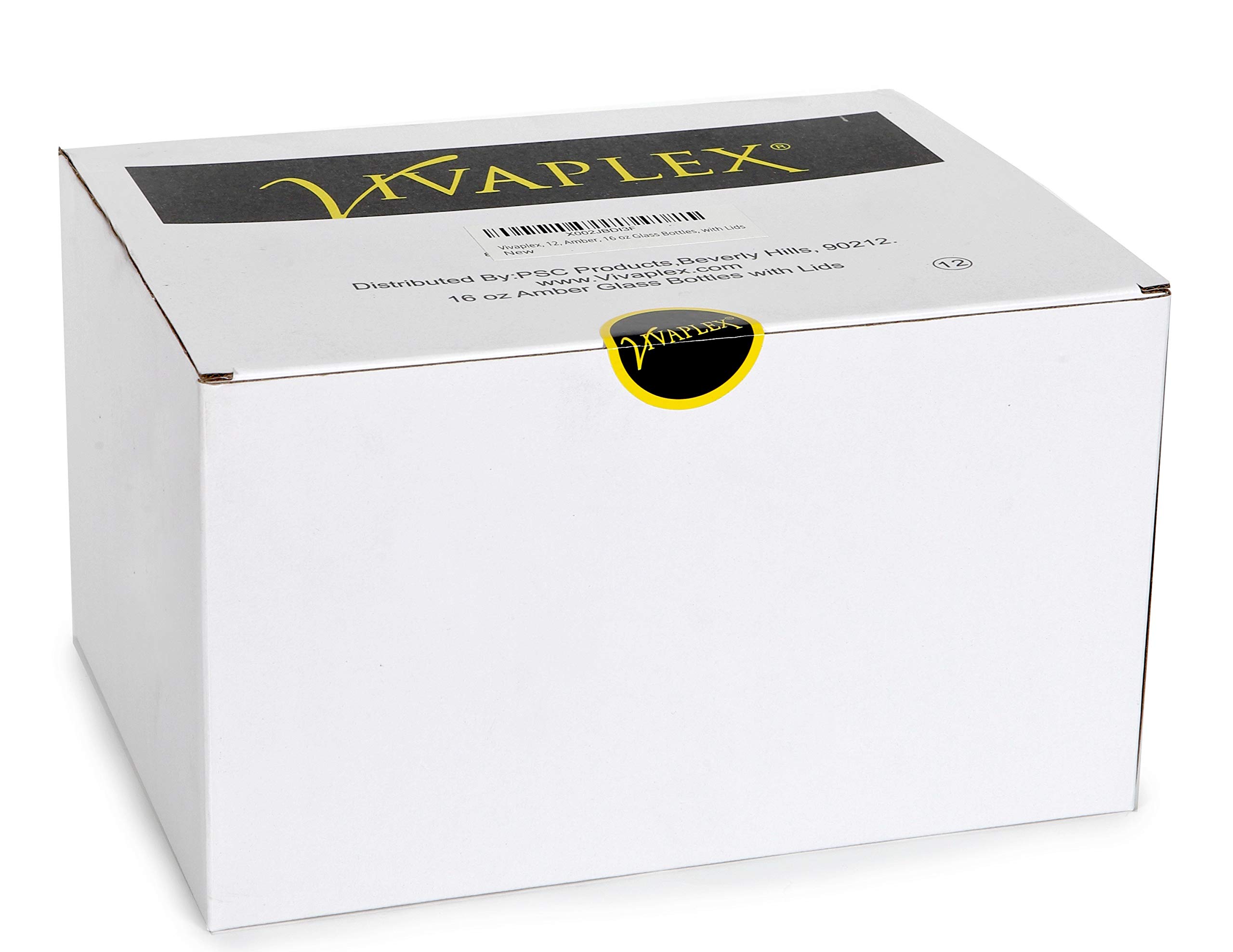 Vivaplex 12-Pack 16 oz Amber Glass Bottles with Airtight Lids - Perfect for Essential Oils, Homemade Beauty Products & DIY Storage Solutions