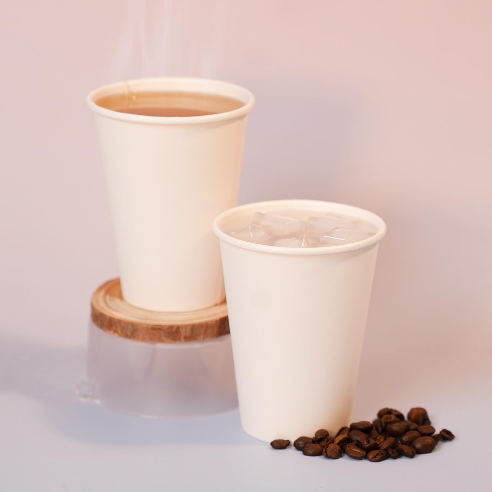 100 Count 12 oz Disposable Paper Cups - Leak-Proof Hot & Cold Drink Cups for Coffee, Tea, and Beverages - Ideal for Office, Cafes, Parties, and Takeout
