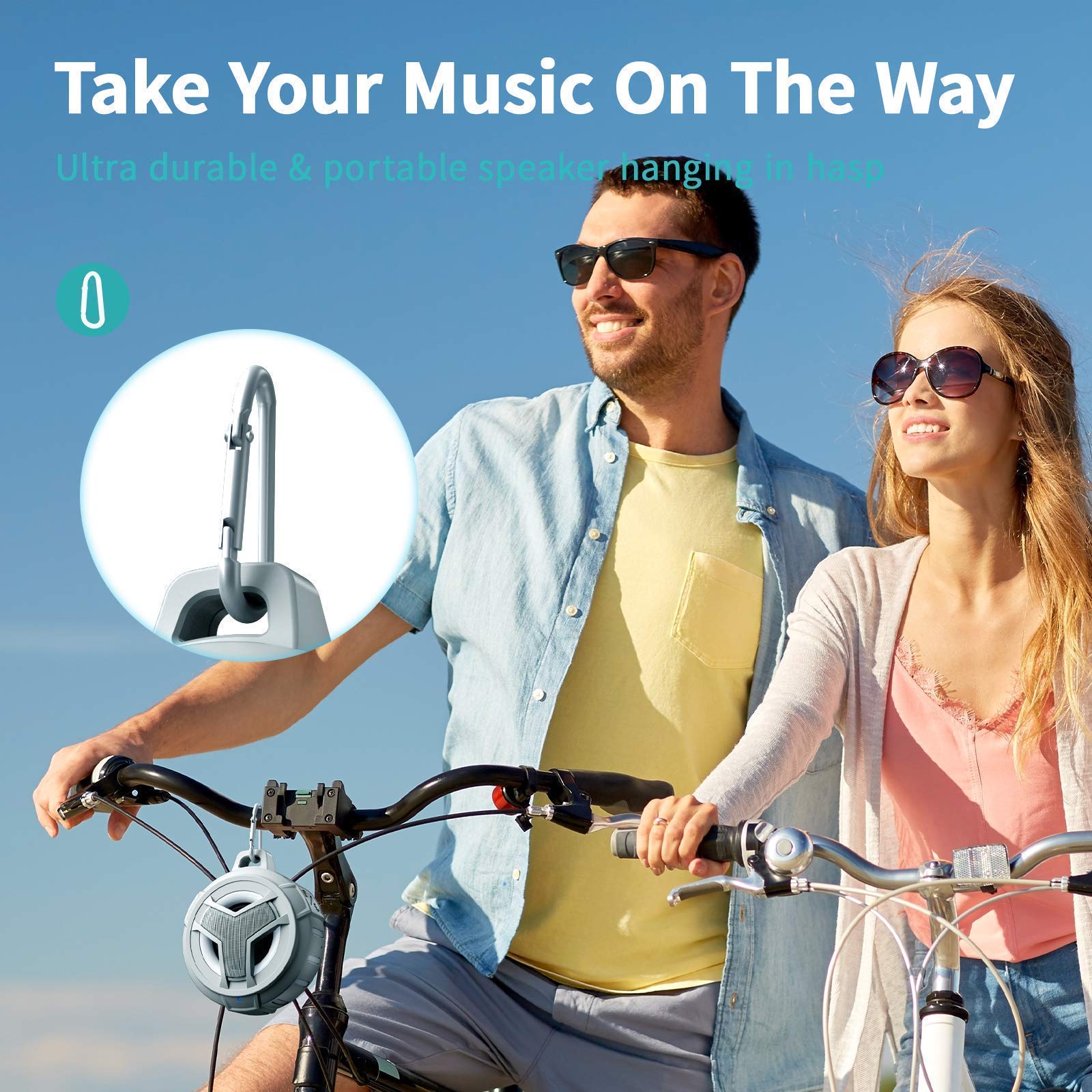 EBODA Waterproof Bluetooth Speaker with LED Light Show, Floating Design, Portable Wireless Speaker with 24H Playtime & True Wireless Stereo - Perfect for Kayaking, Pool Parties, Beach Outings, Biking (Gray and Pink)