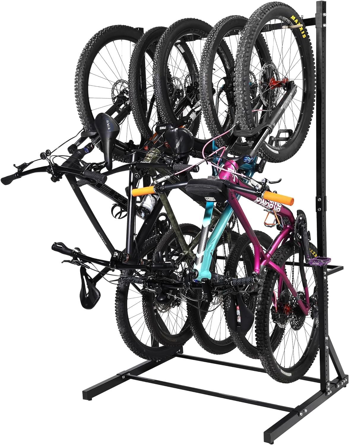 Yes4All Freestanding Bike Storage Rack - Heavy Duty 300 lb Capacity 5-Tier Vertical Bike Stand | Durable Steel Construction for Home, Garage & Outdoor Bike Organization | Perfect for Space-Saving Indoor Cycling Storage & Garage Organization