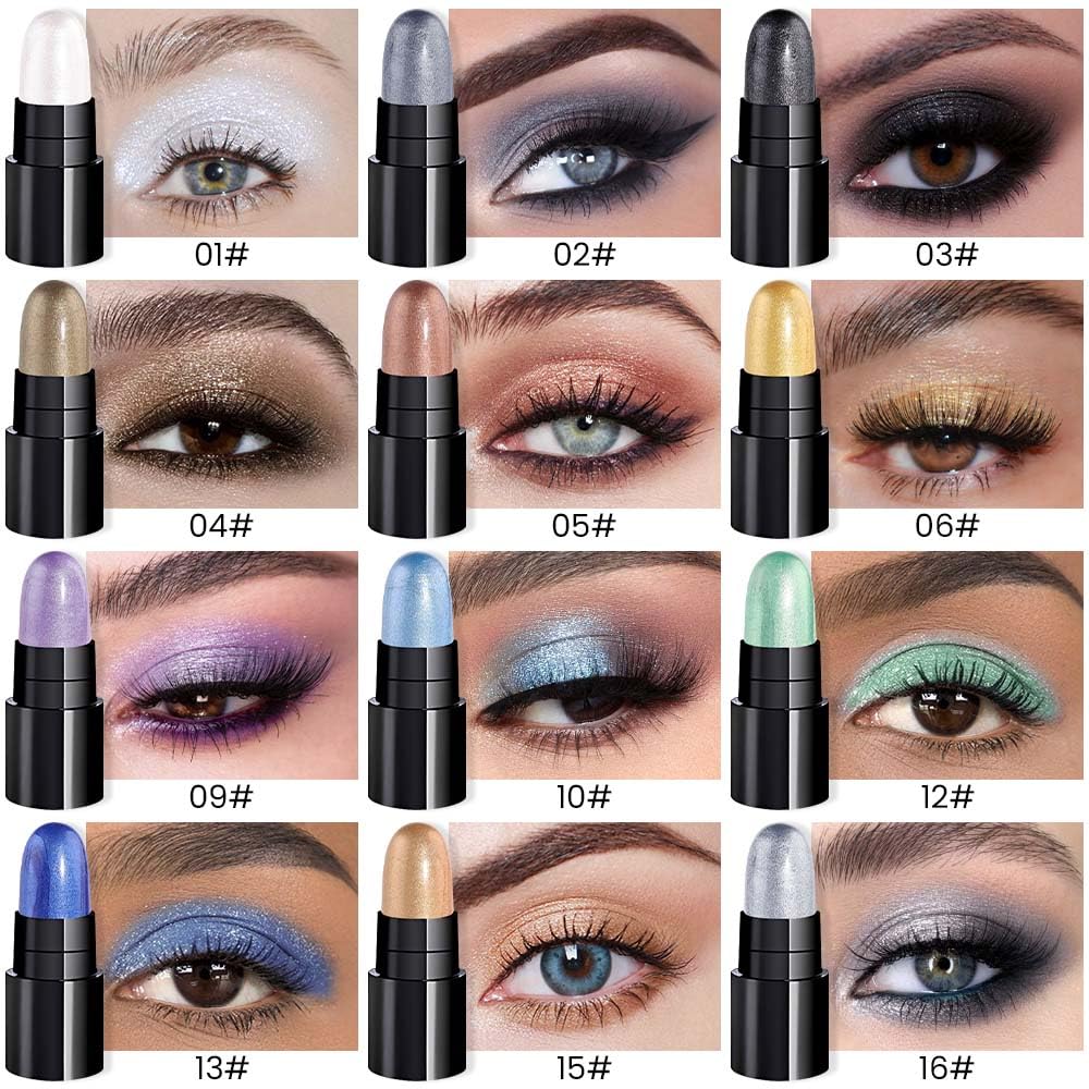 AMY'S DIARY 12 Color Waterproof Eyeshadow Stick Set - Smokey Eye Pencils in White, Black, Purple, Blue & Green | Long-Lasting Cream Eyeshadow for Day & Night Makeup | Perfect for Parties, Weddings & Everyday Wear (Set01)