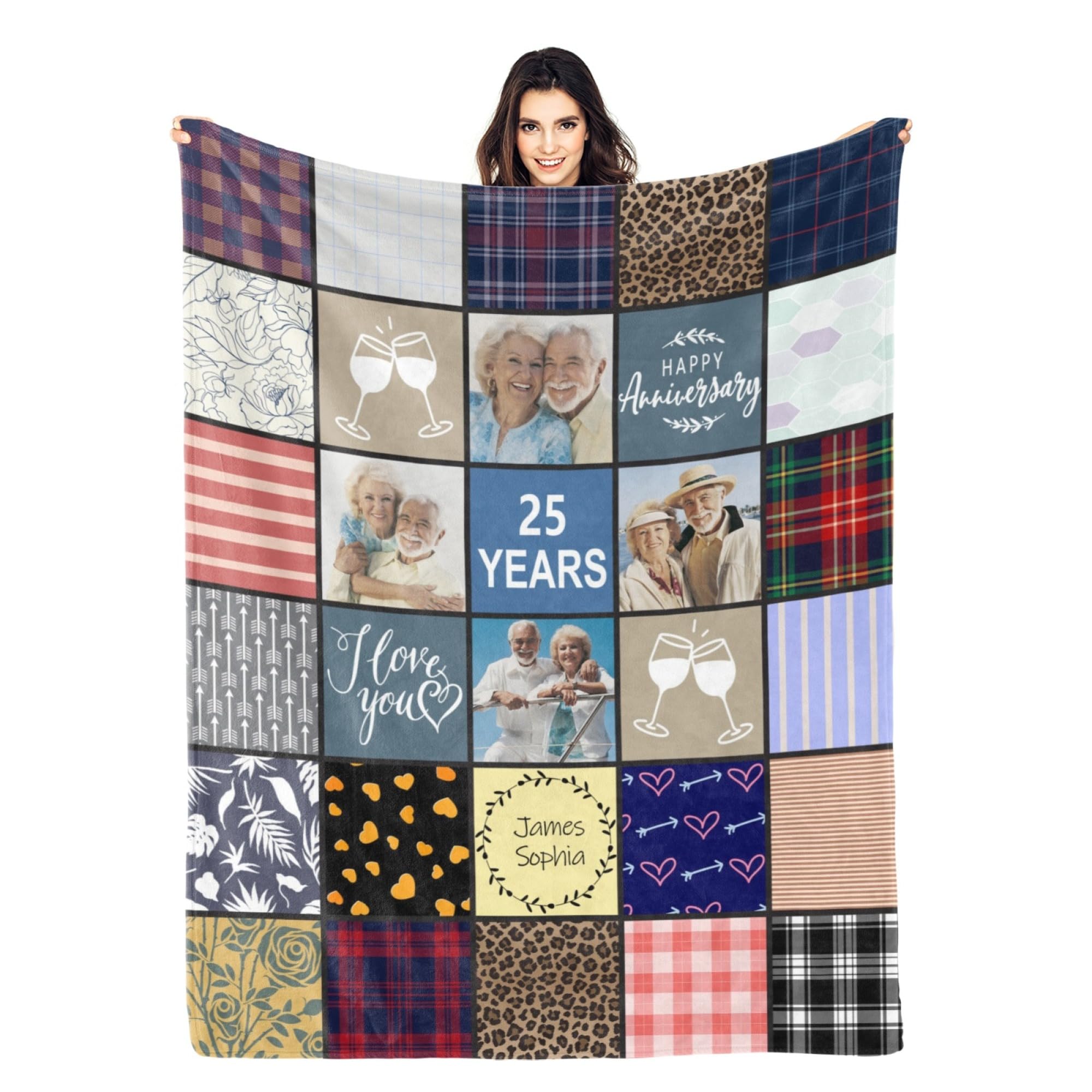 Custom Photo Blanket for Couples - Personalized Anniversary Gift for Wife, Husband - 60x80 Fleece - Romantic Home Decor