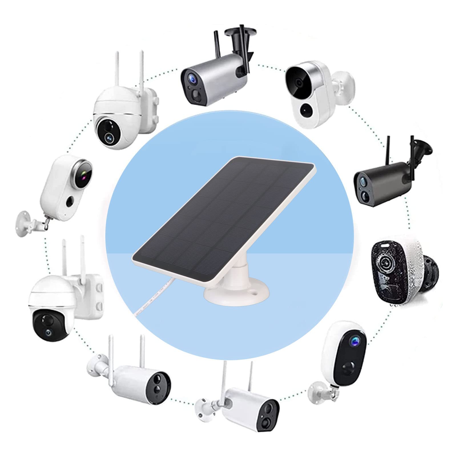 Mtlavishness 6 Camera Solar Panel - IP65 Waterproof, 5V 4W High Efficiency USB Security Camera (White) for Outdoor Home Surveillance & Property Monitoring