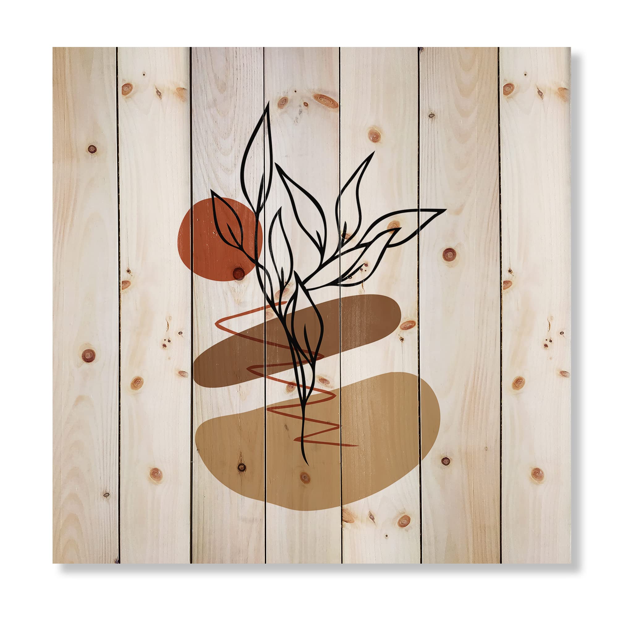 Modern Floral Wood Wall Art - Abstract Pine Decor for Living Room