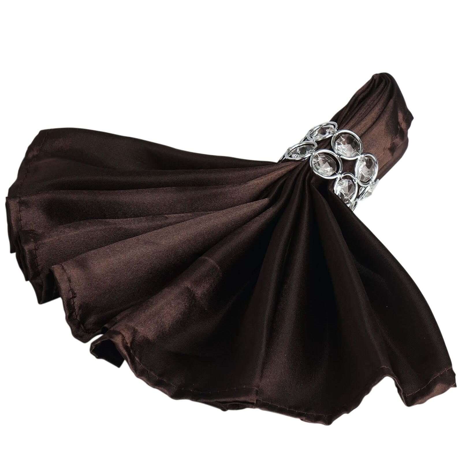 50-Pack 20-Inch Chocolate Brown Satin Dinner Napkins for Wedding, Party, Reception - Elegant Disposable Table Napkins for Restaurant, Kitchen & Home Use - Perfect for Formal Dining, Holiday Gatherings & Special Occasions