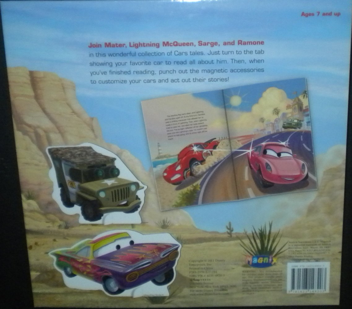 Disney Pixar Cars Magnetic Play Set Book - Lightning McQueen, Mater, Sarge & Ramone - Interactive Read & Play Toy for Kids - Perfect for Travel, Bedtime Stories & Preschool Learning
