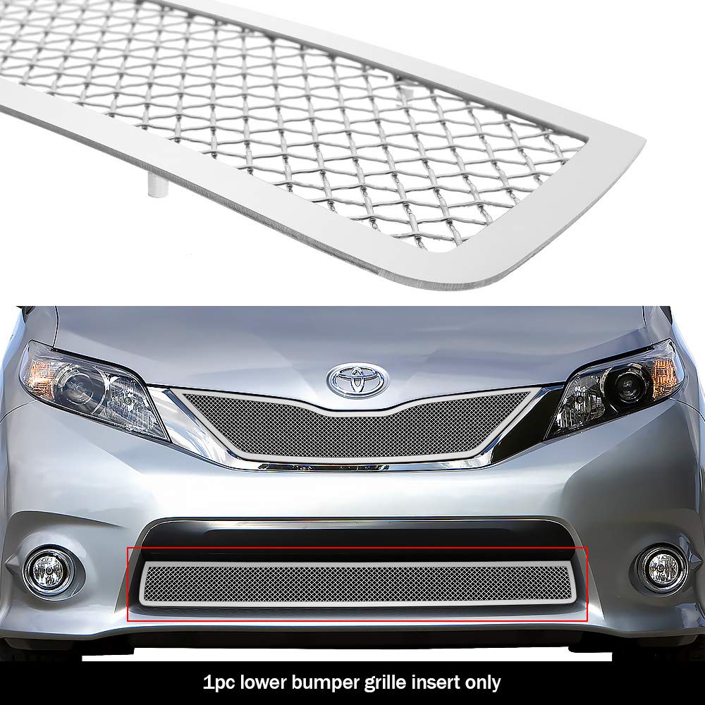 APS Compatible with Toyota Sienna 2011-2017 SE Honeycomb Style Lower Bumper Stainless Steel Chrome Mesh Front Grill Grille Insert T76500T - Upgrade Your Vehicle's Style & Protection for Daily Driving and Car Shows