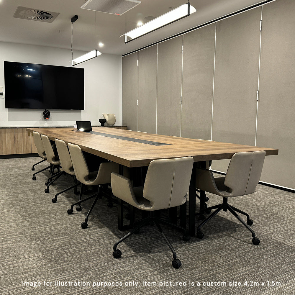 Premium VIDAL Boardroom Conference Table 3.0m x 1.2m (9.8ft x 3.9ft) - Warm Oak & Black Finish - Large Office Meeting Table for Executive Conference Rooms & Professional Workspaces
