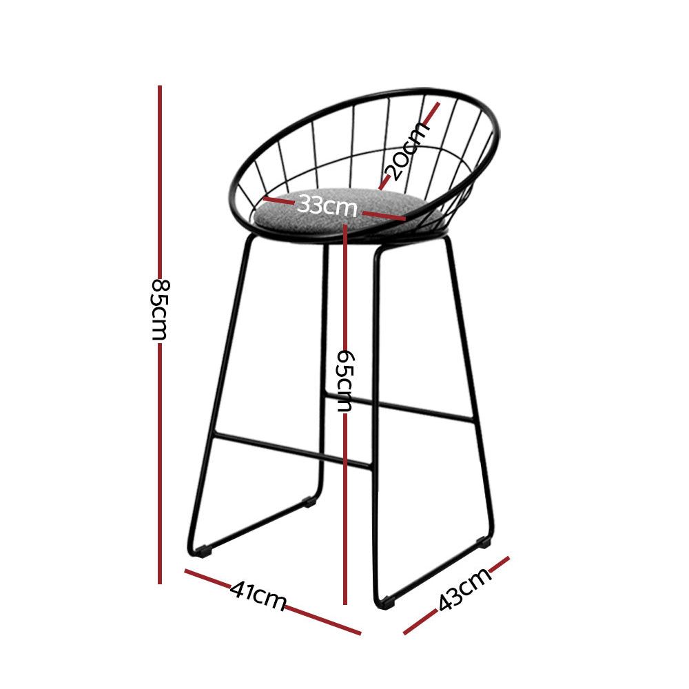 4 Bar Stools with Padded Seat & Metal Frame - Perfect for Kitchen Island, Breakfast Bar & Home Decor