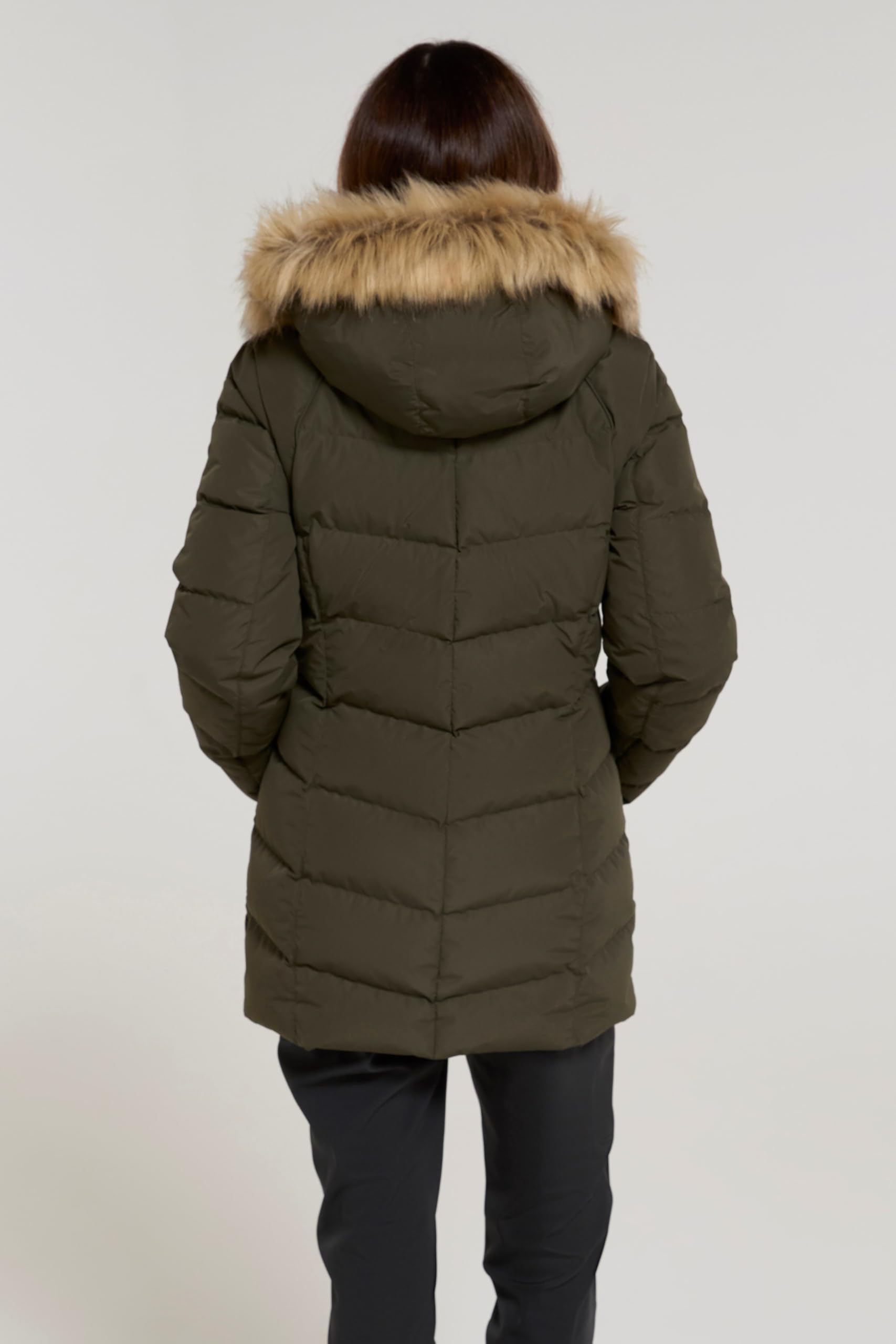 Mountain Warehouse Isla II Women's Waterproof Down Jacket with Faux Fur Trim Hood - Warm Winter Coat for Skiing, Hiking & Outdoor Adventures